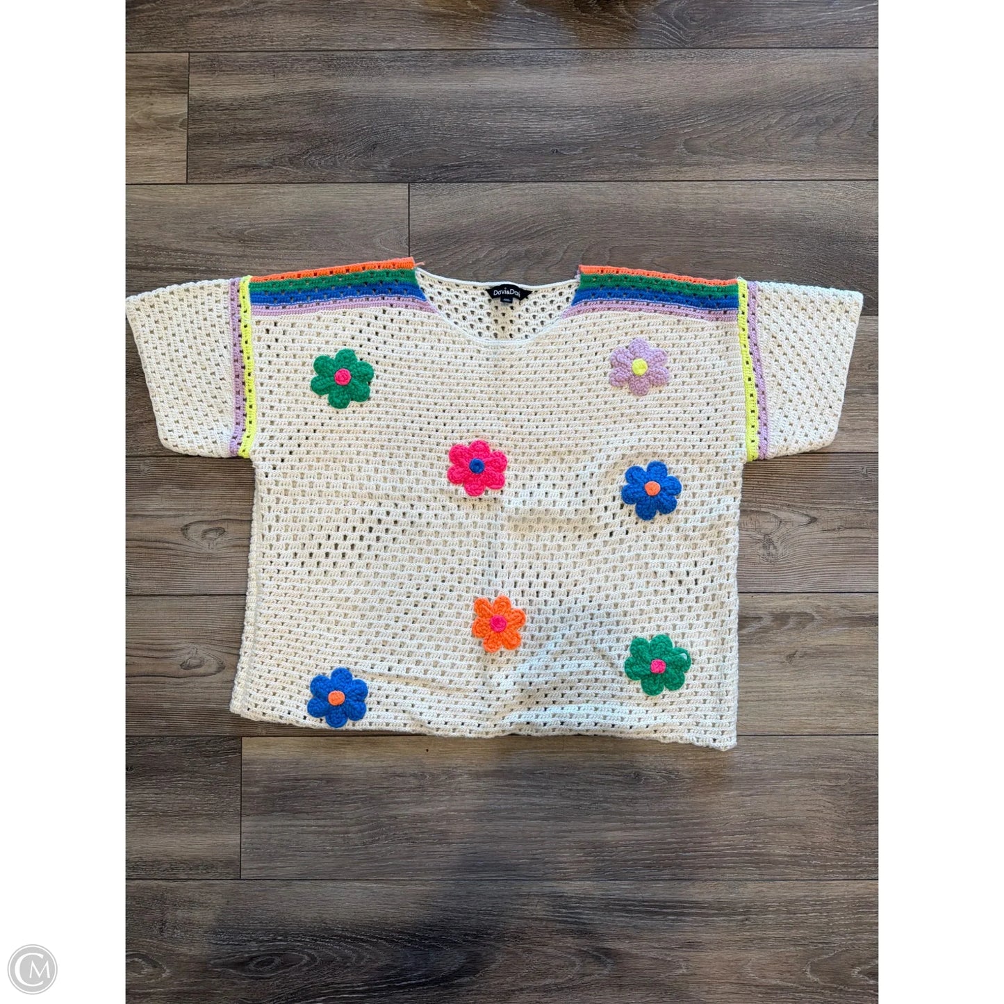 Sweater Short Sleeve By Davi & Dani In White, Size: 1x