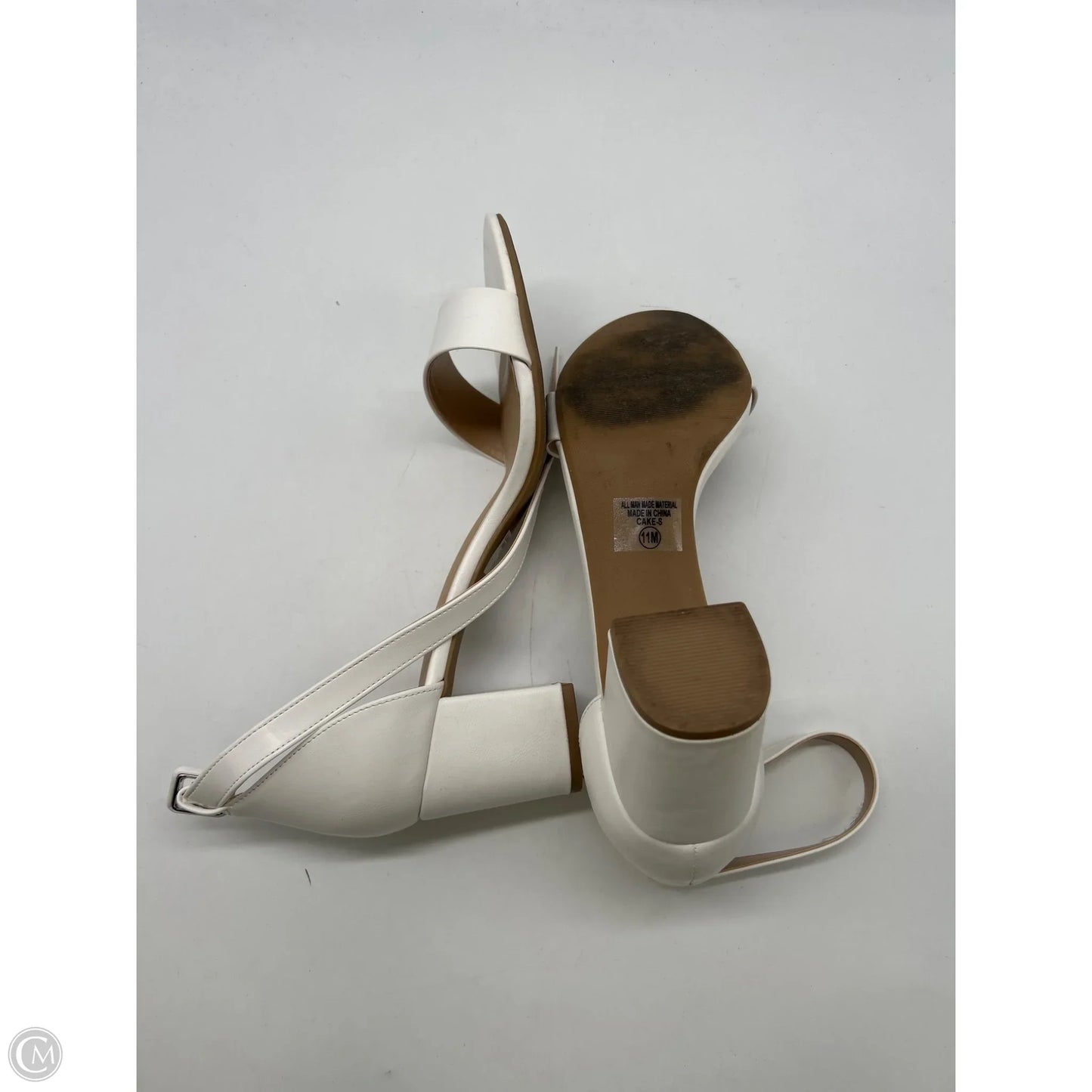 Sandals Heels Block By City Classified In White, Size: 11