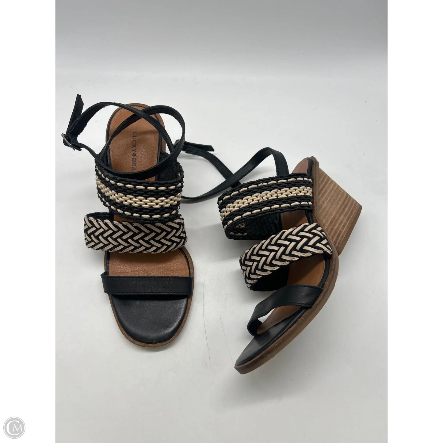 Sandals Heels Block By Lucky Brand In Black, Size: 9.5