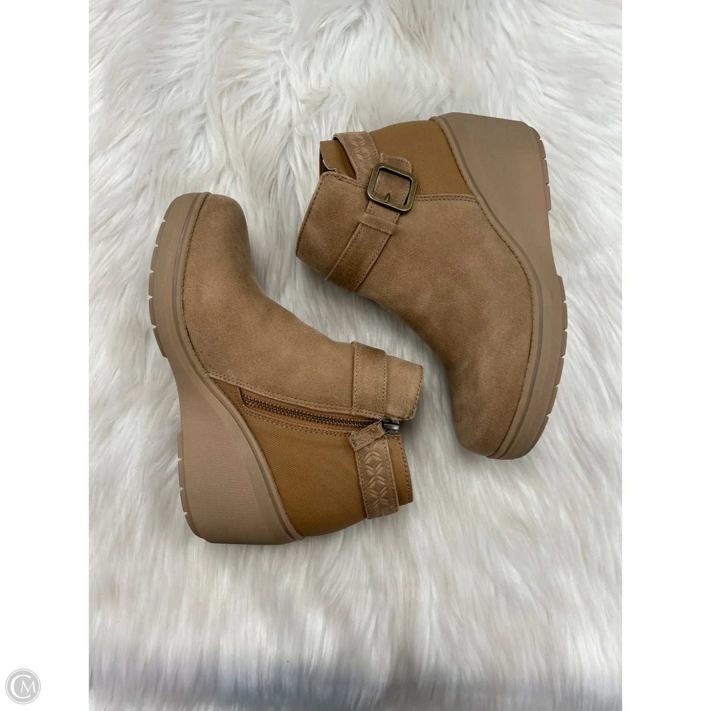Boots Ankle Heels By Bobs In Tan, Size: 7.5