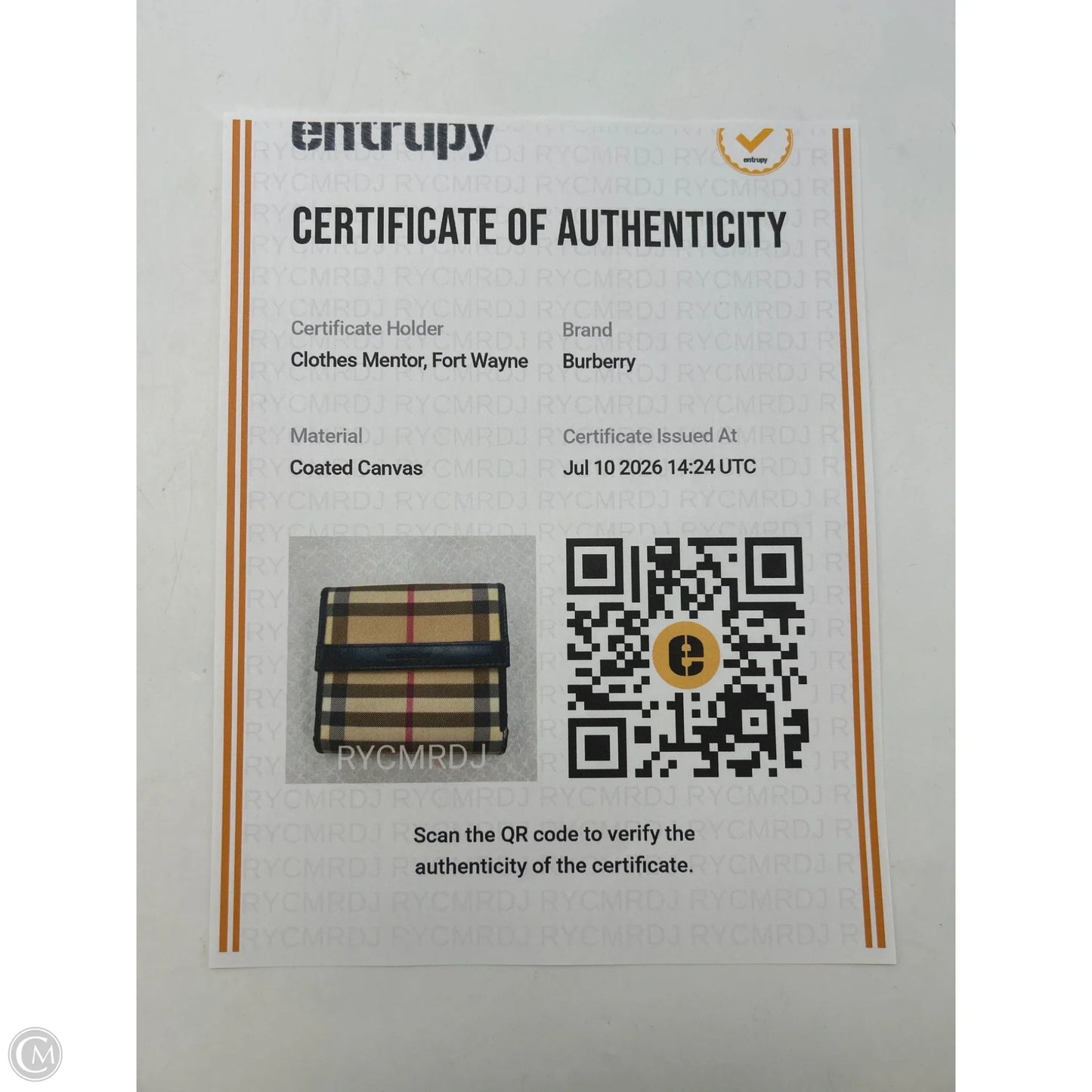 Wallet Luxury Designer By Burberry, Size: Medium