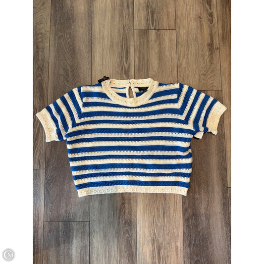 Sweater Short Sleeve By Lumiere In Blue & White, Size: L