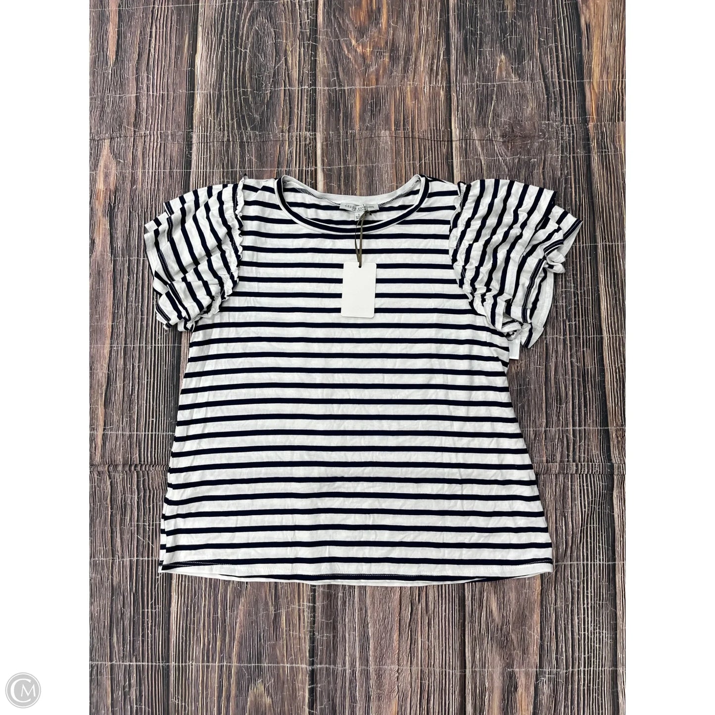 Top Short Sleeve By Green Envelope In Striped Pattern, Size: L