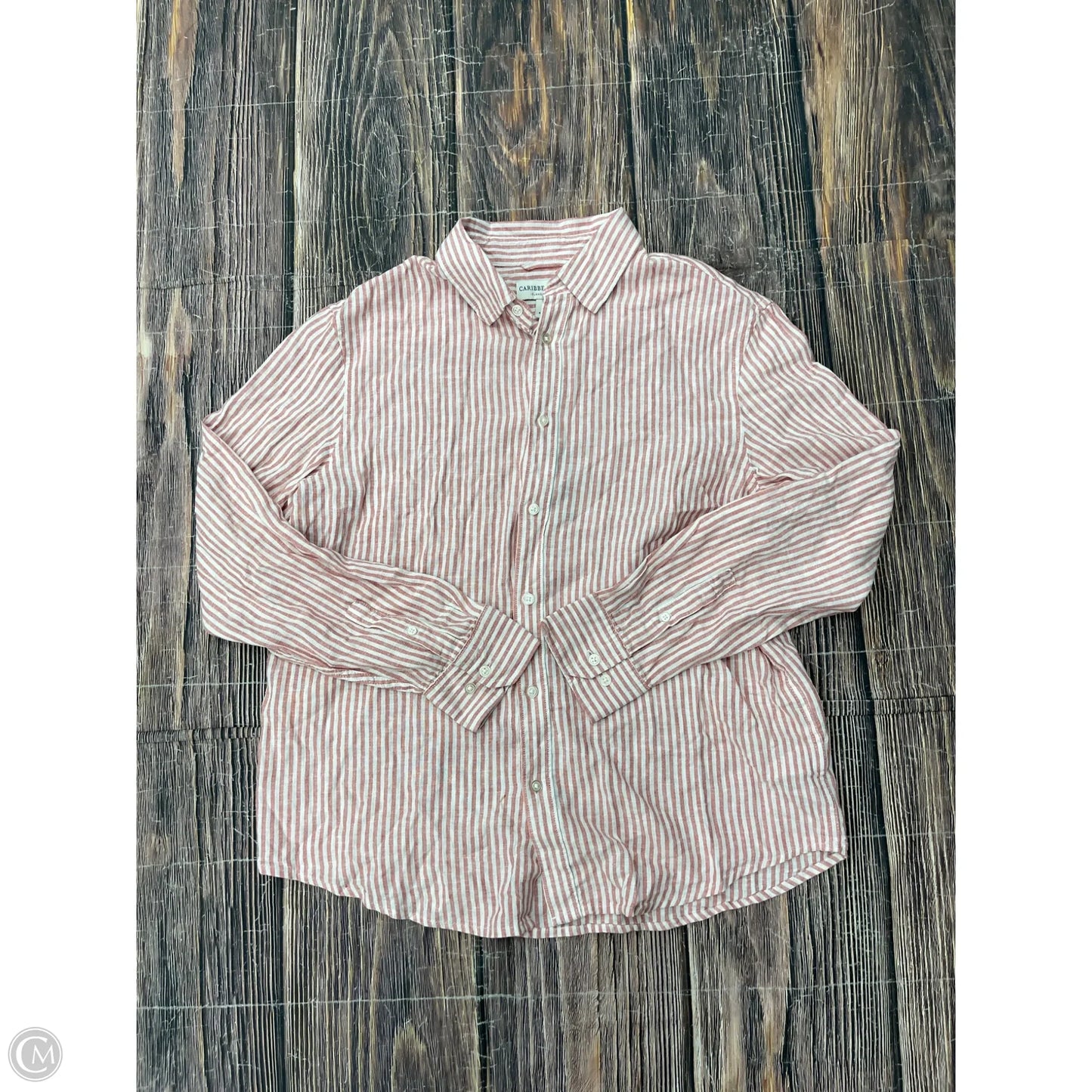 Top Long Sleeve By Caribbean Joe In Pink, Size: L