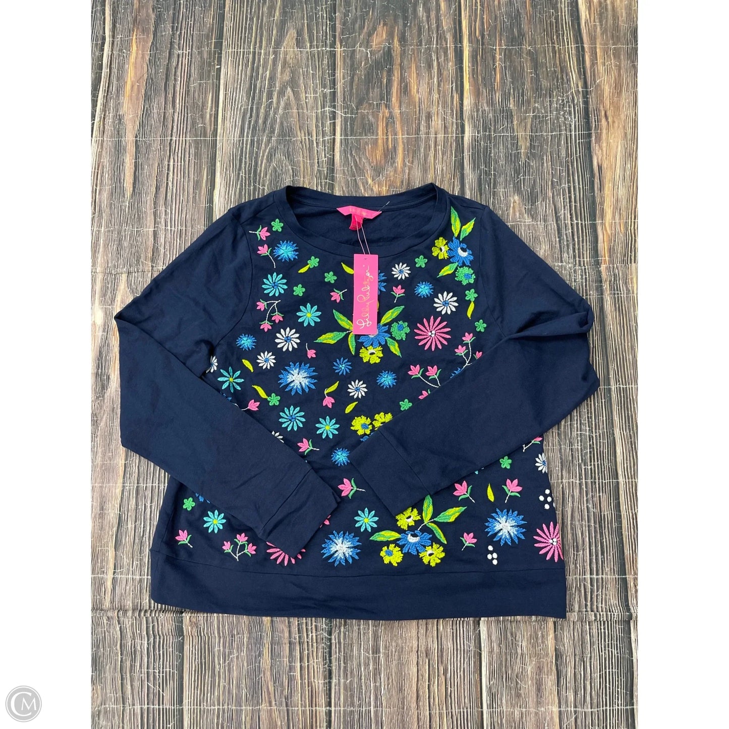 Top Long Sleeve Designer By Lilly Pulitzer In Navy, Size: L