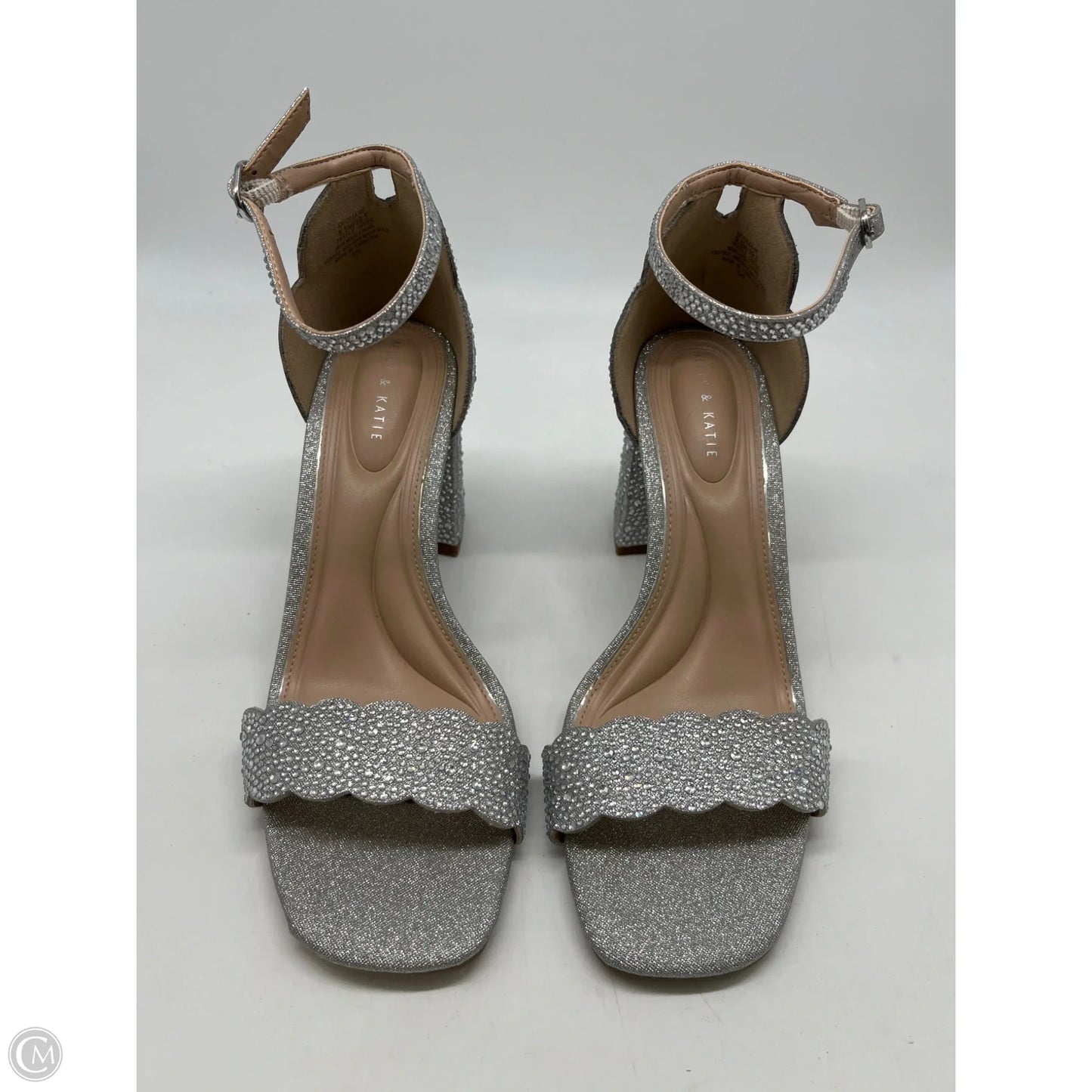 Sandals Heels Block By Kelly And Katie In Silver, Size: 8.5