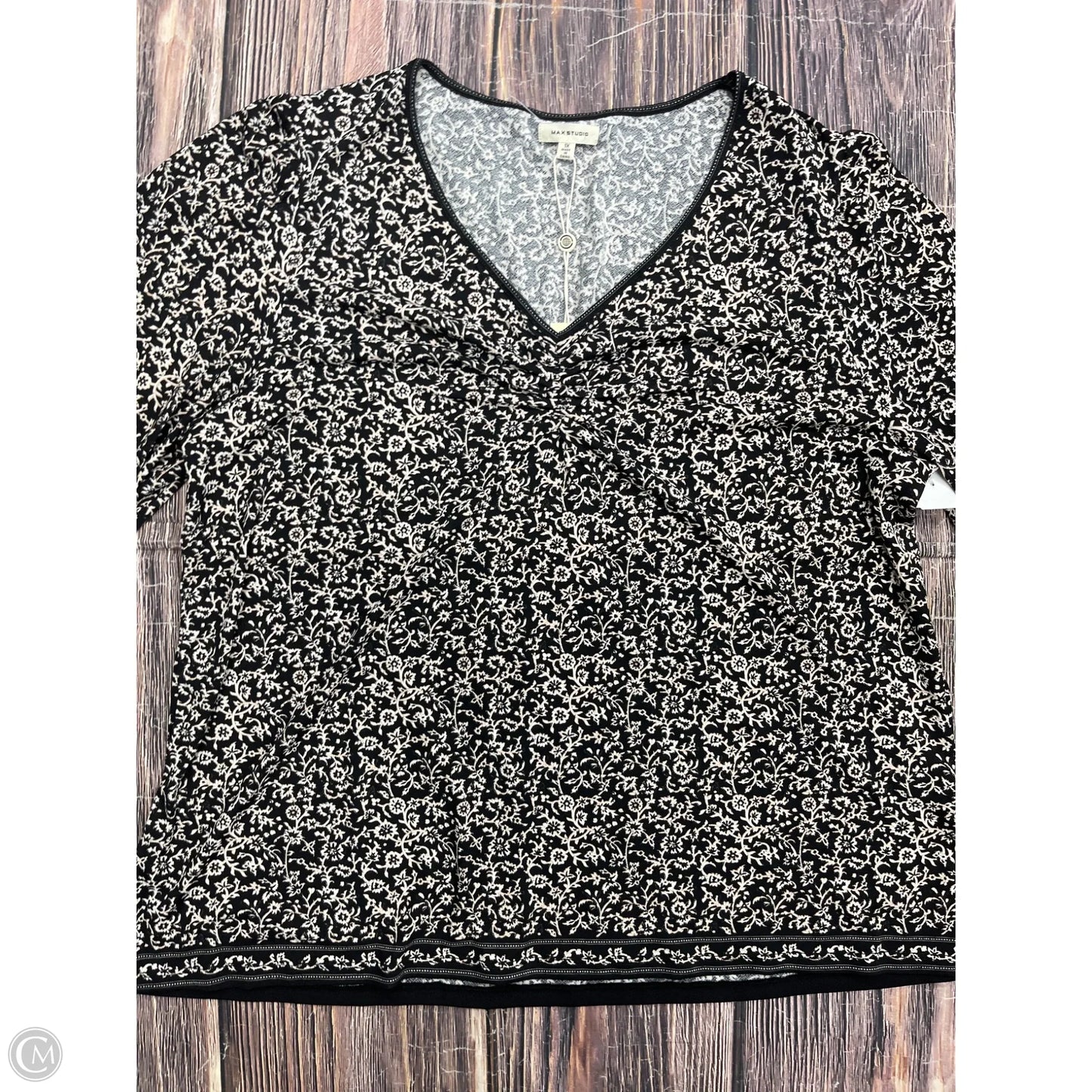 Top 3/4 Sleeve By Max Studio In Black, Size: 1x