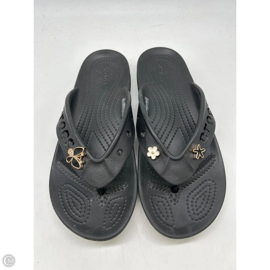 Sandals Flip Flops By Crocs In Black, Size: 7