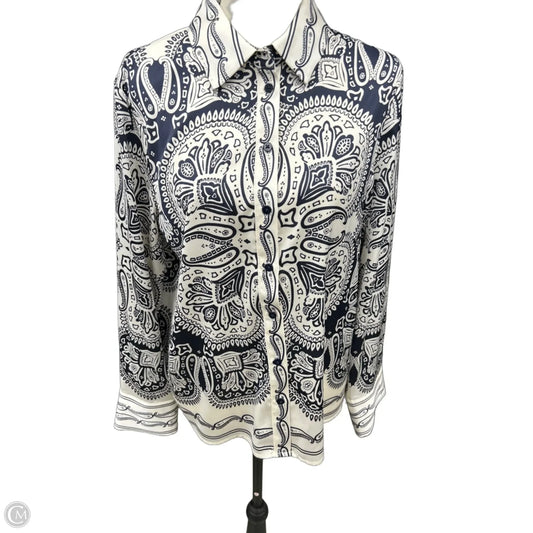 Top Long Sleeve By Rachel Zoe In Blue & White, Size: S