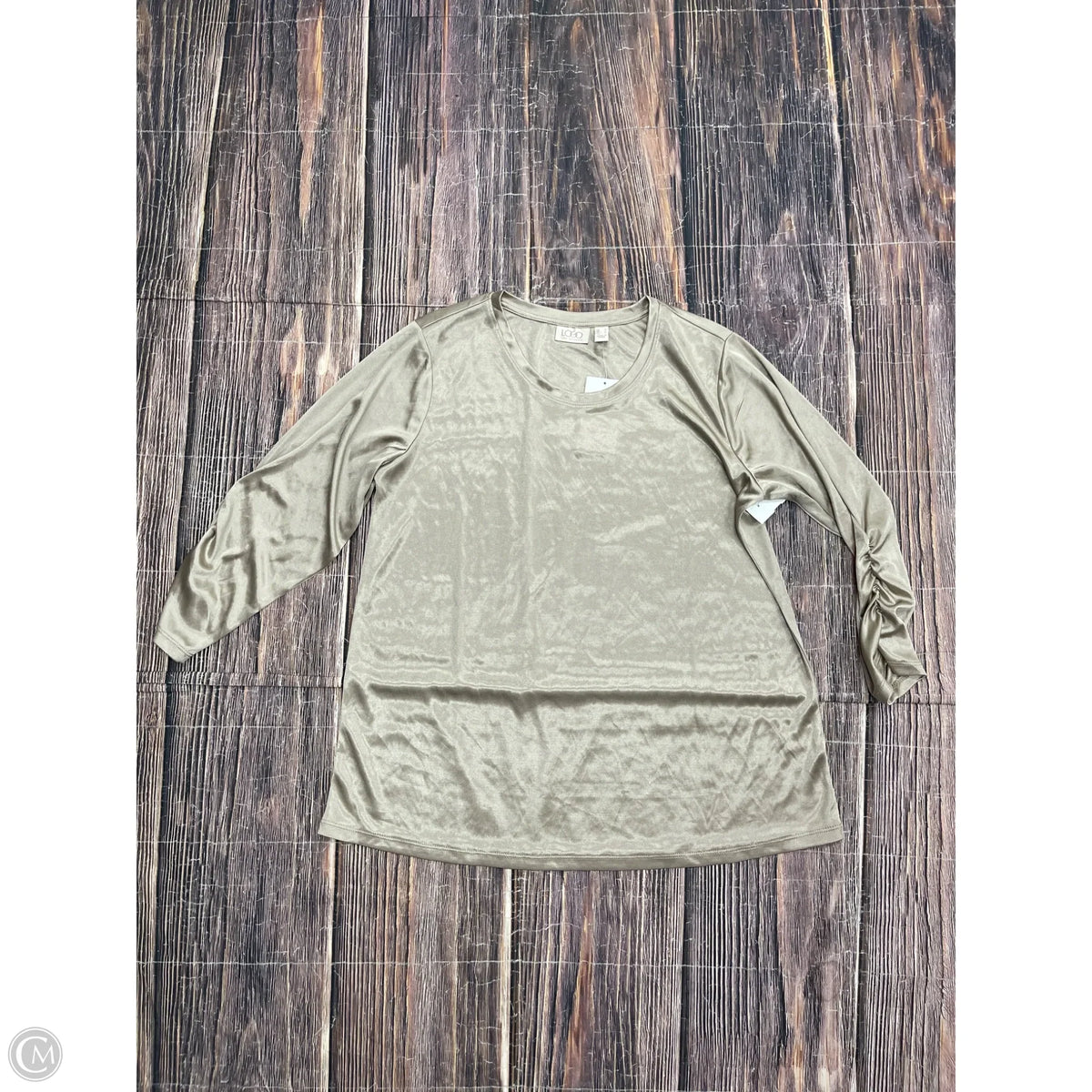 Top Long Sleeve By Logo In Grey, Size: S