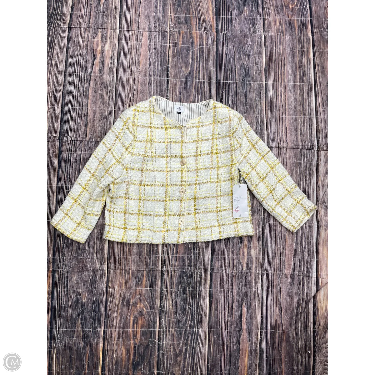 Blazer By Cabi In White & Yellow, Size: Xl