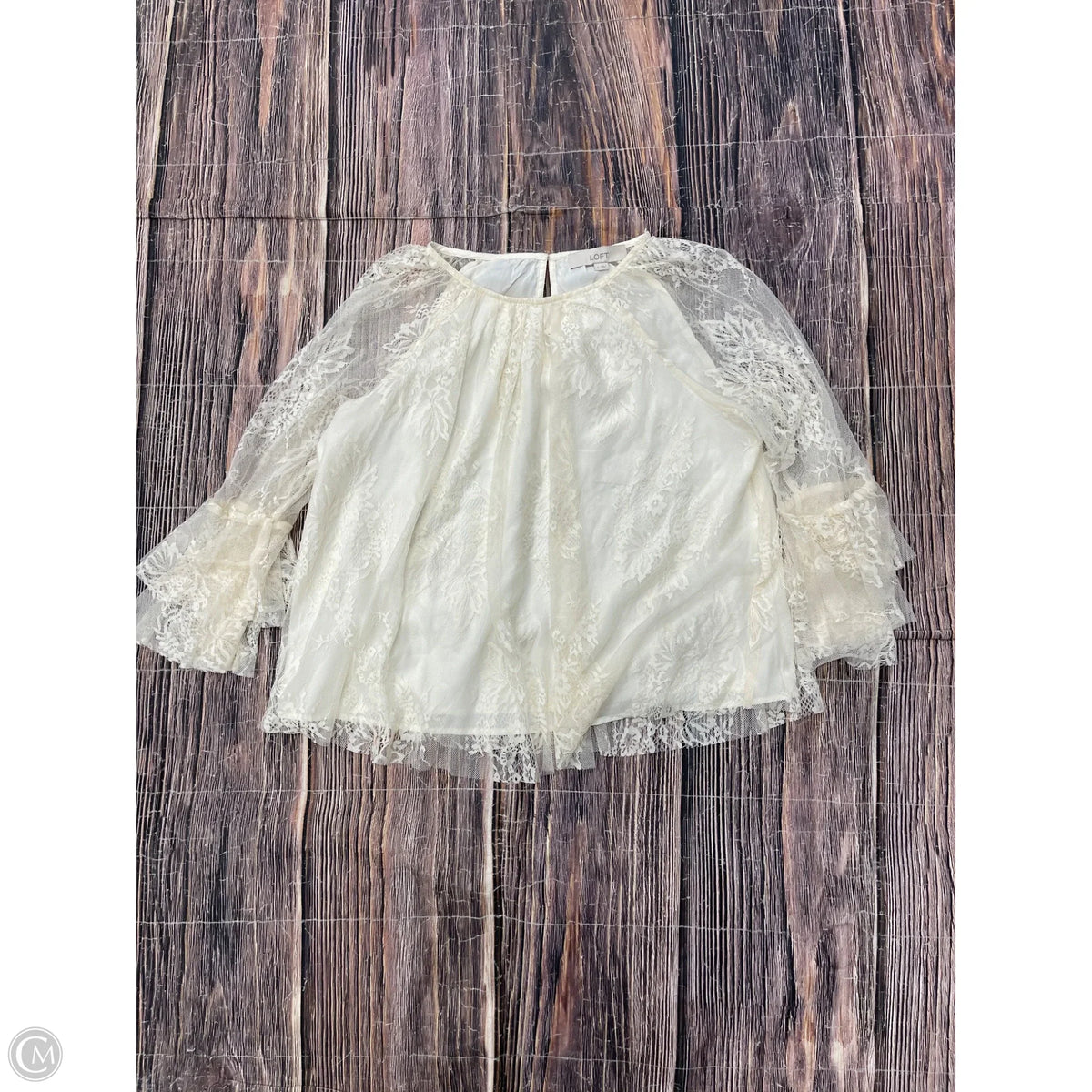 Top Long Sleeve By Loft In Ivory, Size: S