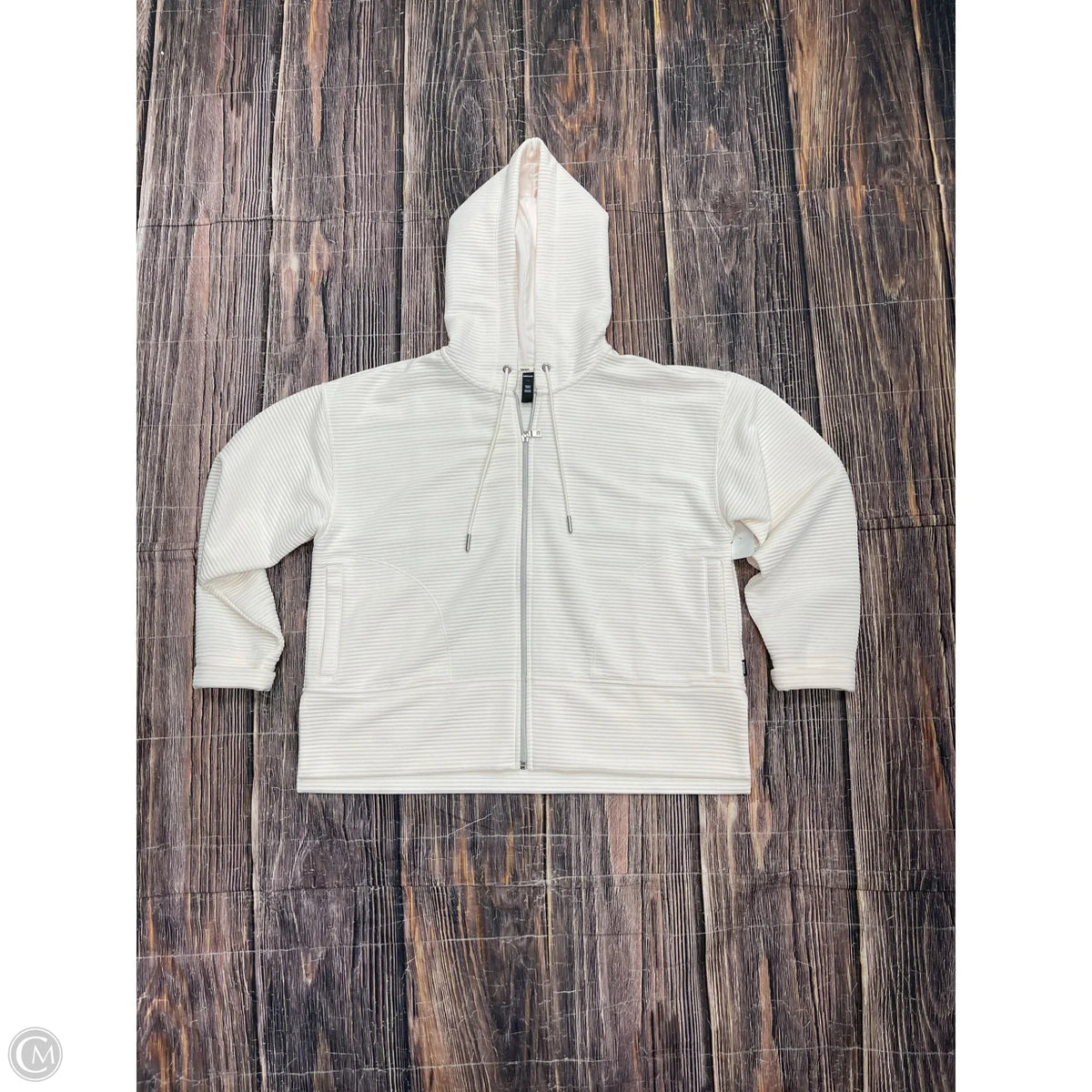 Athletic Jacket By Dkny In Cream, Size: L