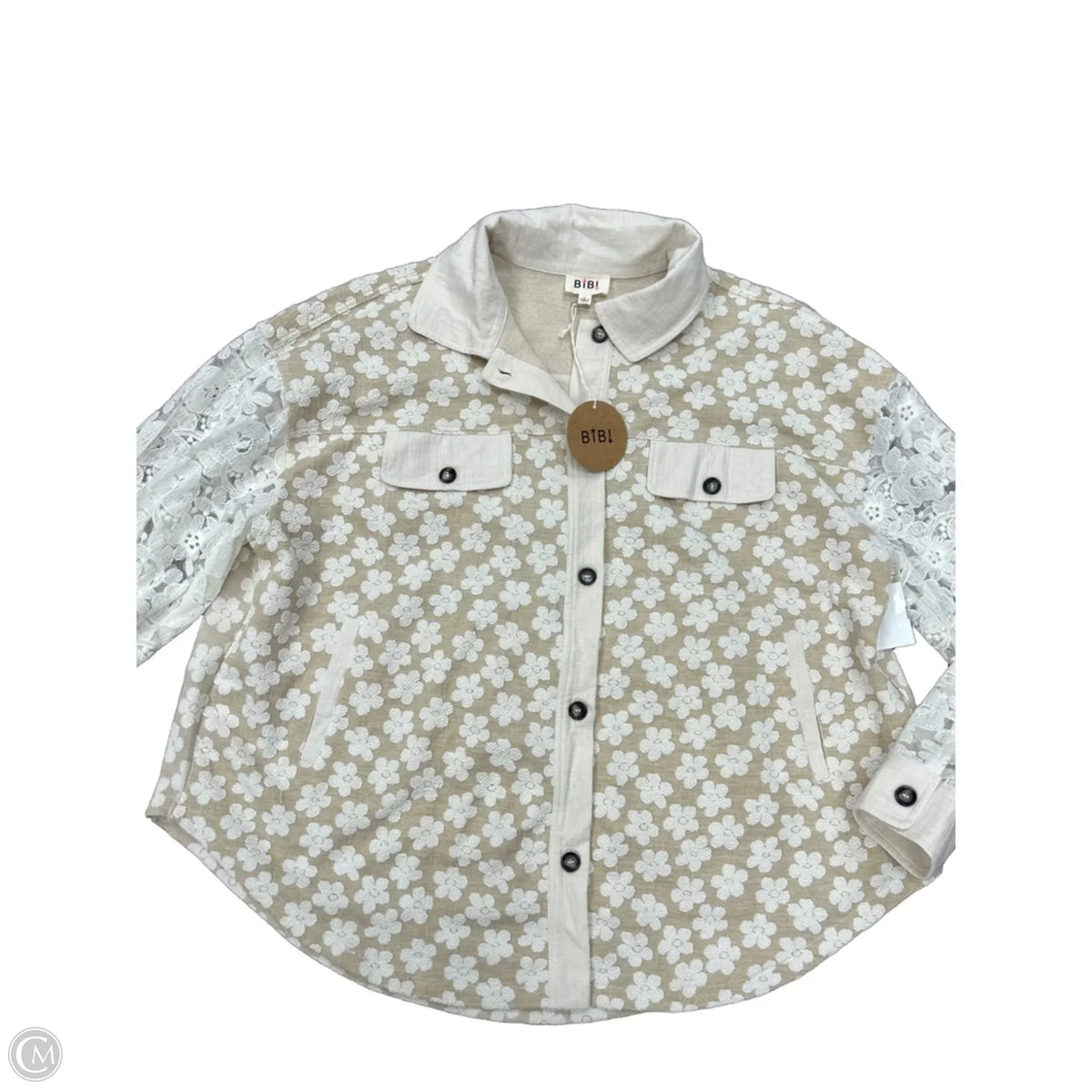 Jacket Shirt By Bibi In Cream, Size: L