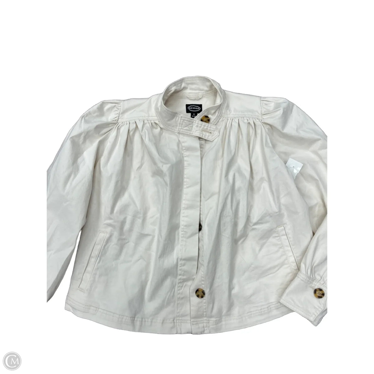 Jacket Denim By Scoop In White Denim, Size: M