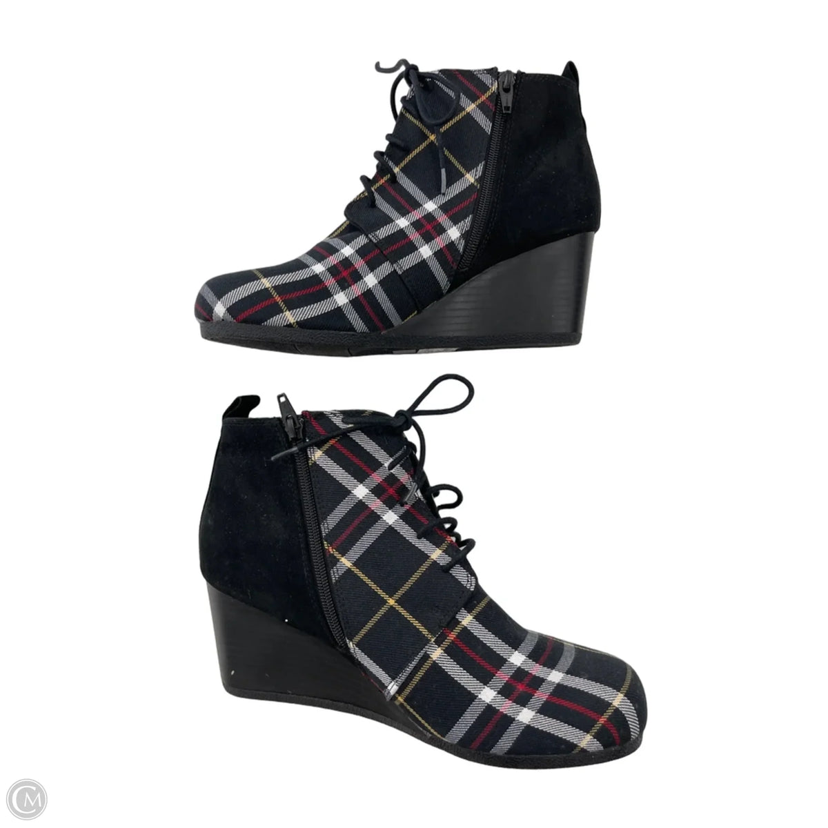Boots Ankle Heels By Cato In Black, Size: 10
