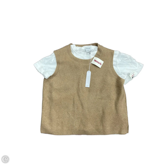 Top Short Sleeve By Song Of Style In Tan & White, Size: M