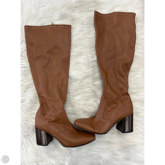 Boots Knee Heels By Franco Sarto In Brown, Size: 8 Wide Calf