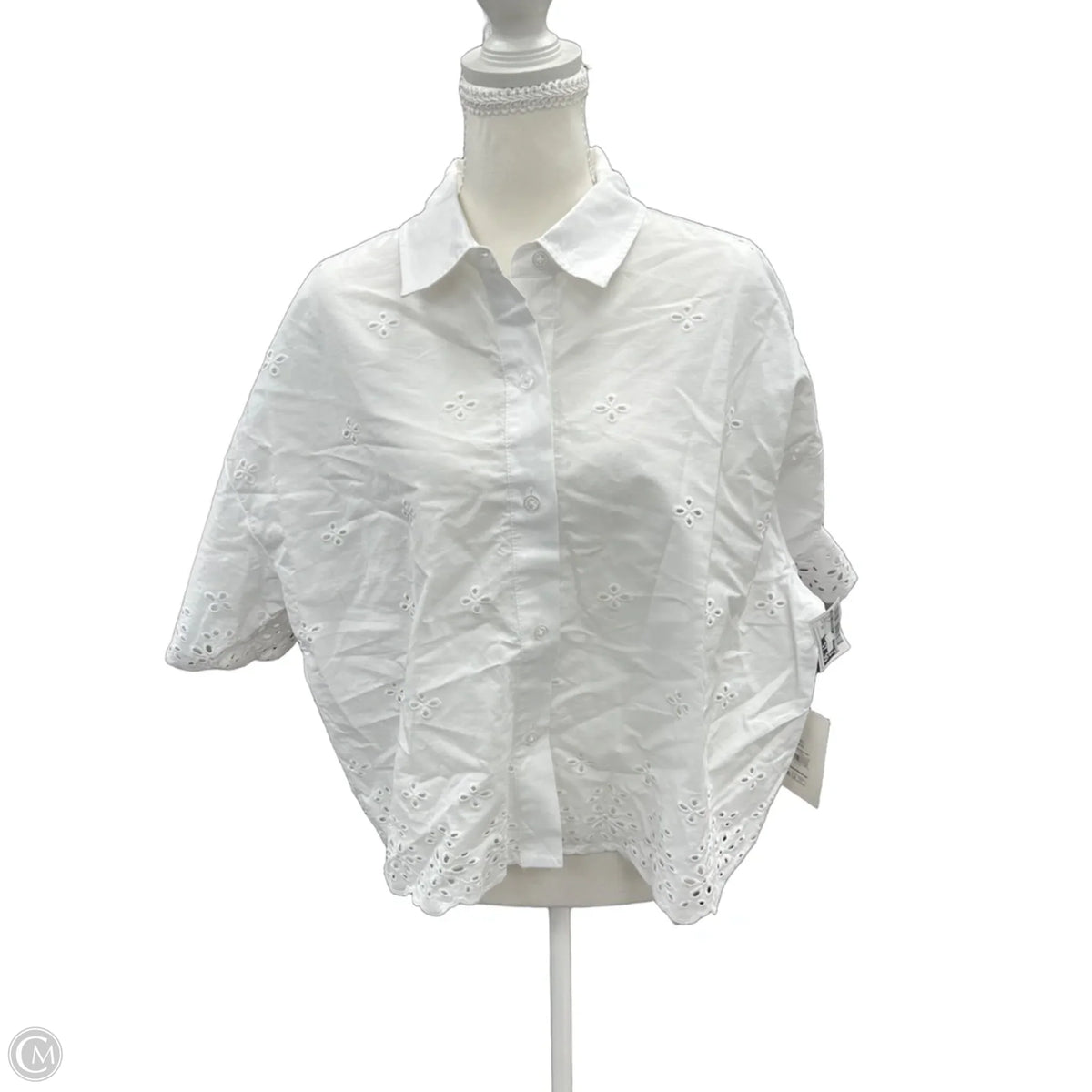 Top Short Sleeve By Free Assembly In White, Size: 1x