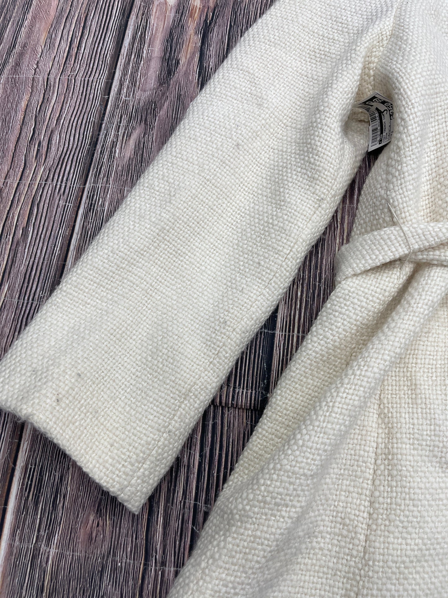 Coat Trench Coat By Cma In Cream, Size: 8