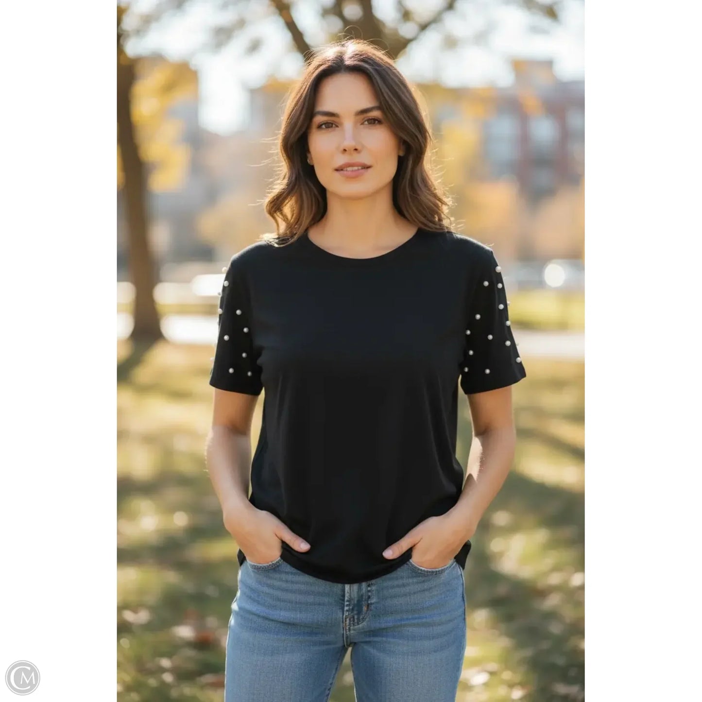 Top Short Sleeve By Express In Black, Size: M