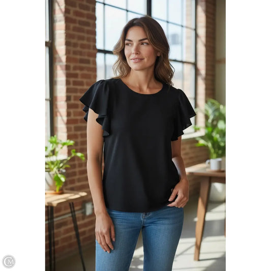 Top Short Sleeve By Calvin Klein In Black, Size: S