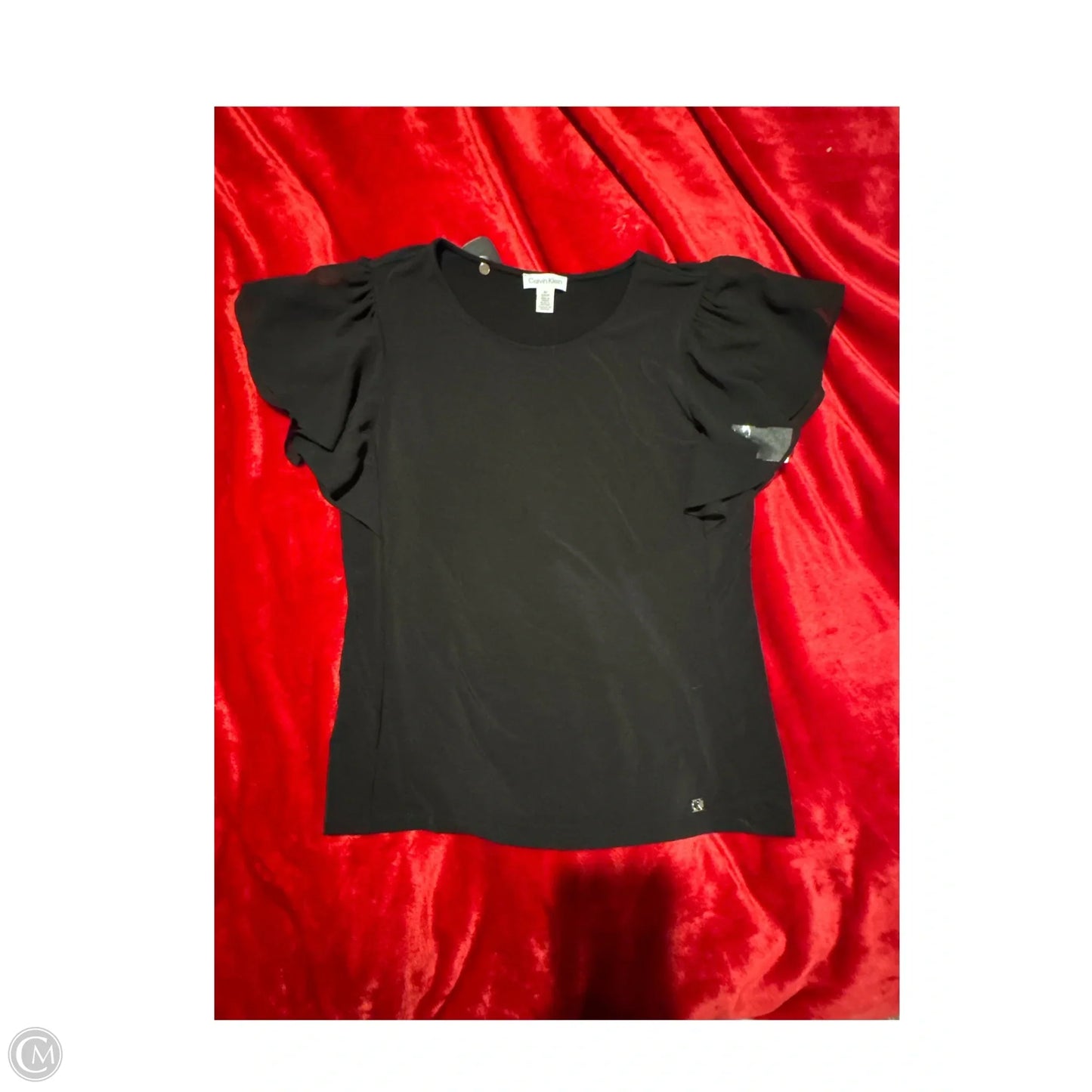 Top Short Sleeve By Calvin Klein In Black, Size: S
