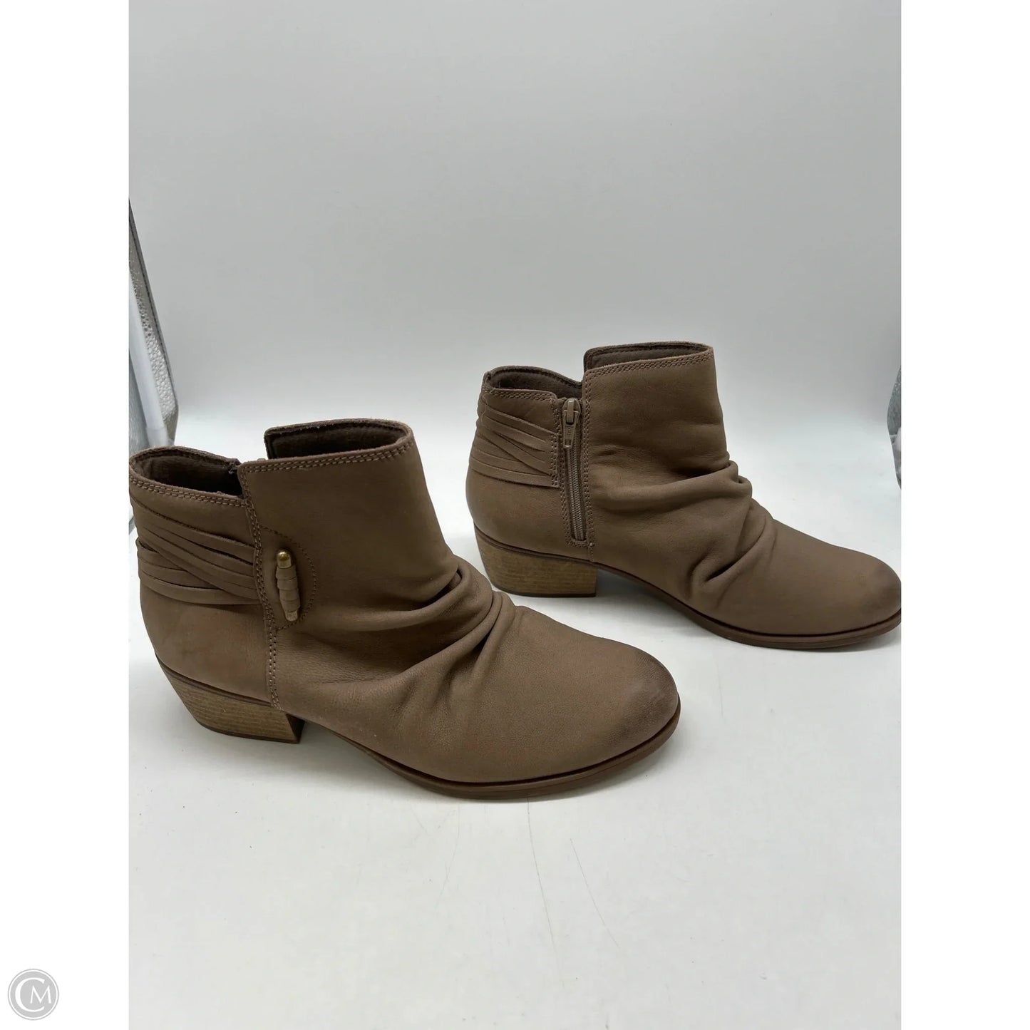 Boots Ankle Heels By Clarks In Tan, Size: 9.5