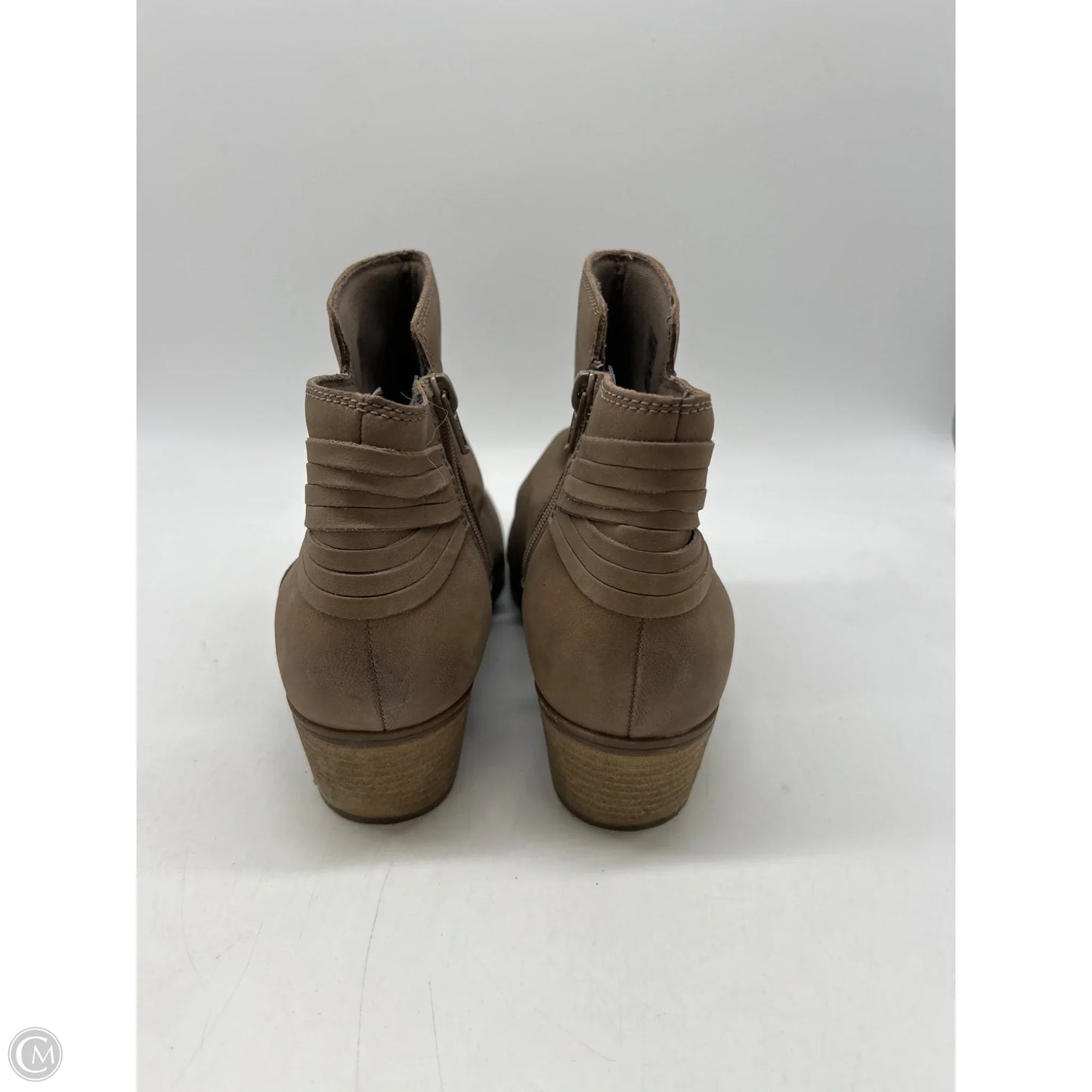 Boots Ankle Heels By Clarks In Tan, Size: 9.5