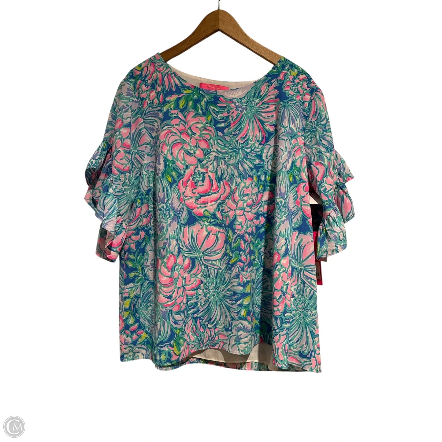 Top 3/4 Sleeve Designer By Lilly Pulitzer In Blue, Size: Xl