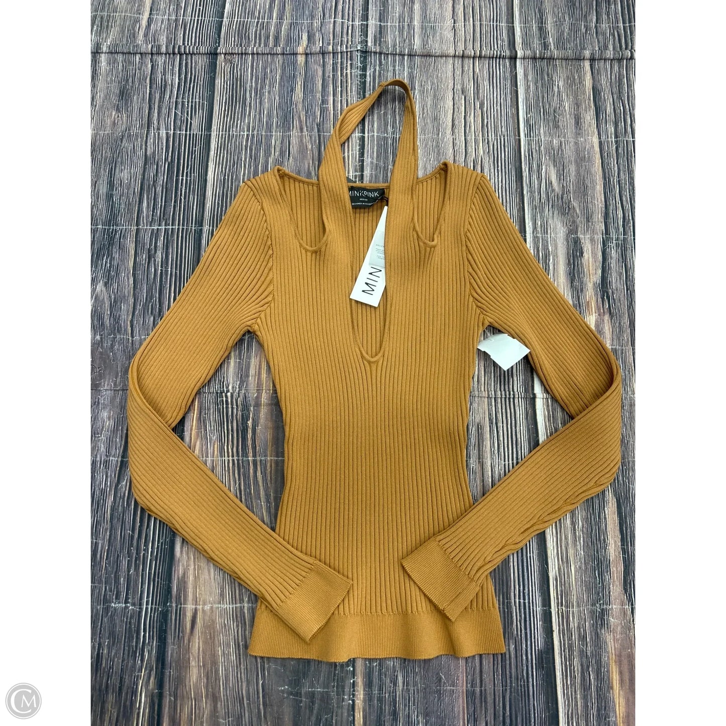 Top Long Sleeve By Minkpink In Brown, Size: M