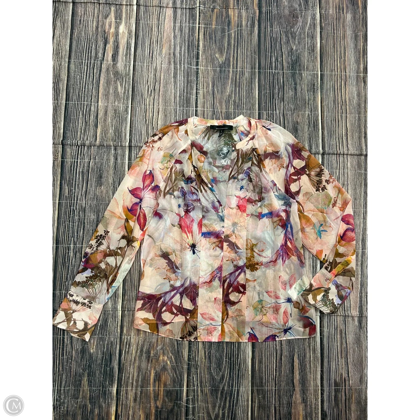 Top Long Sleeve By White House Black Market In Pink, Size: L