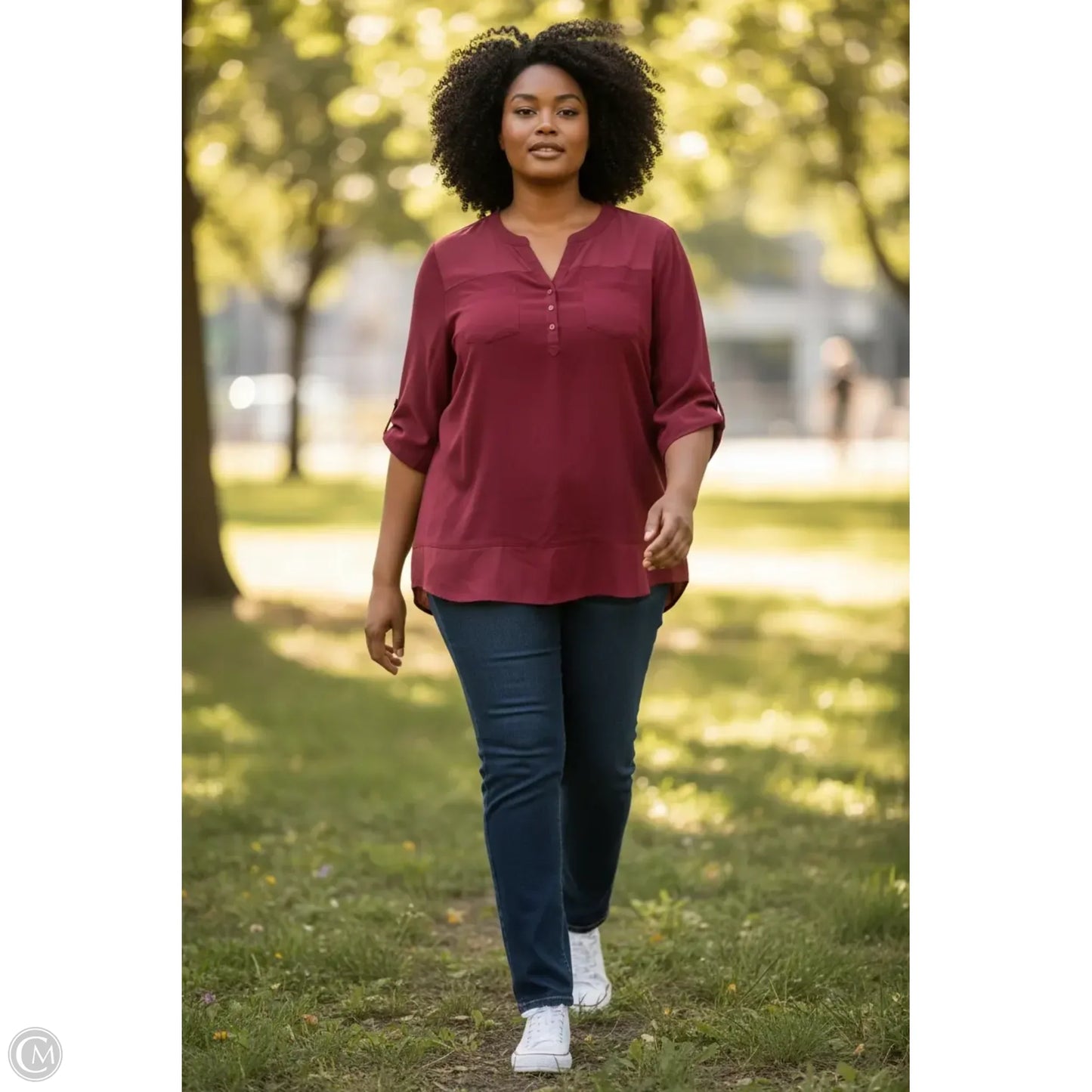 Top Long Sleeve By Kim Rogers In Red, Size: 3x