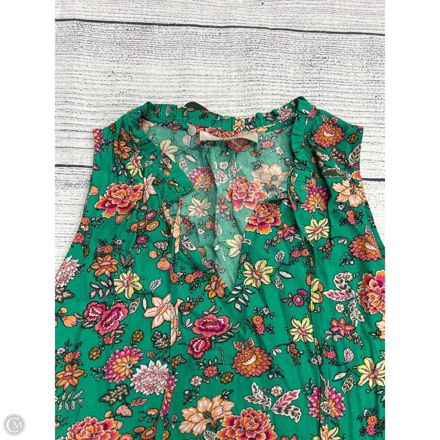 Top Sleeveless By Loft In Green, Size: L