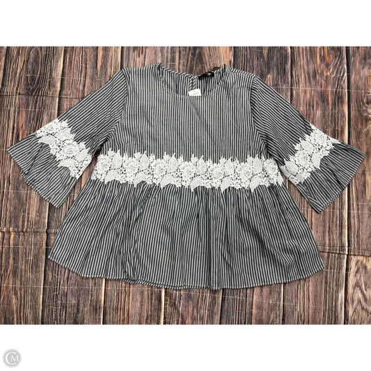 Top Long Sleeve By Suzanne Betro In Grey, Size: 3x