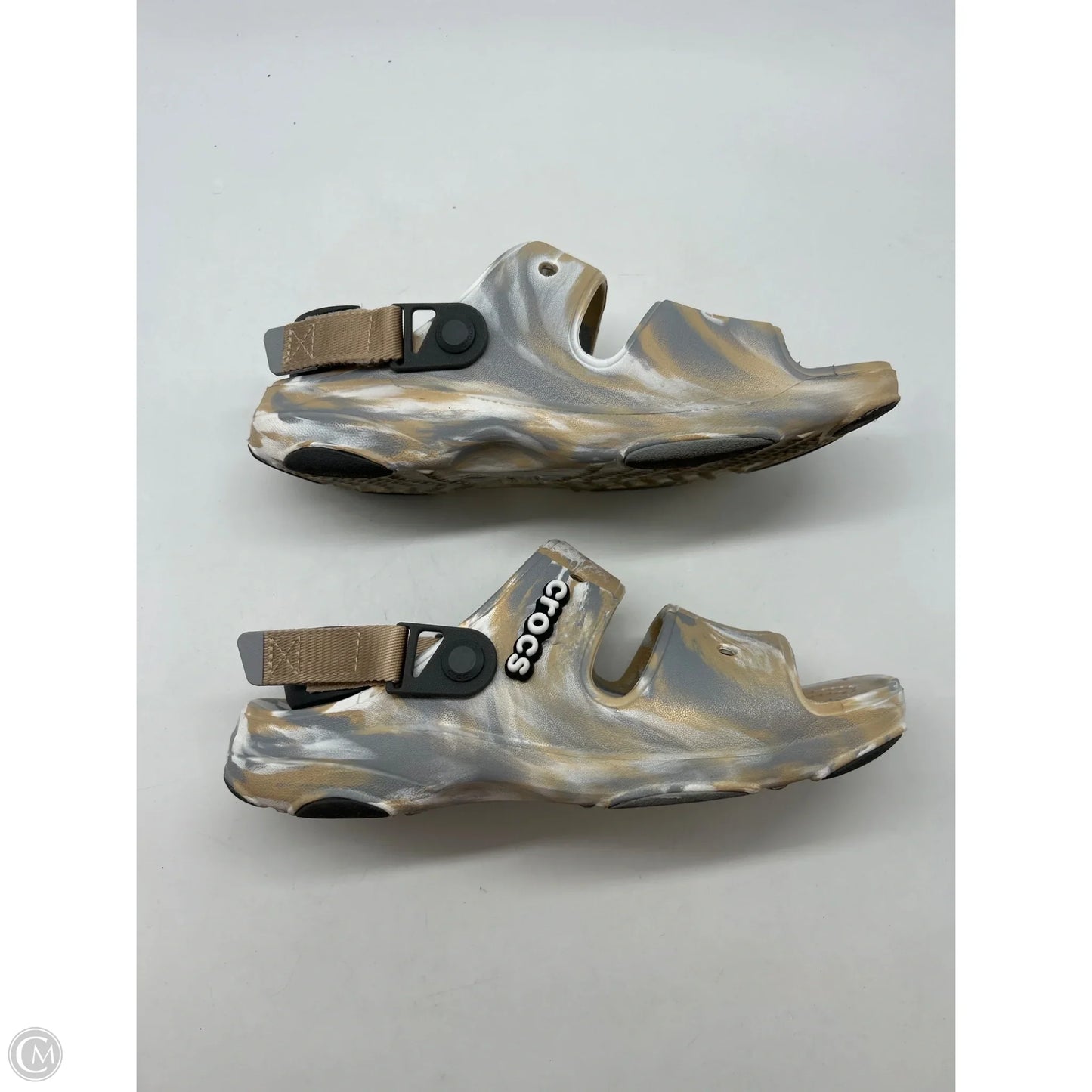 Sandals Flats By Crocs In Grey, Size: 8