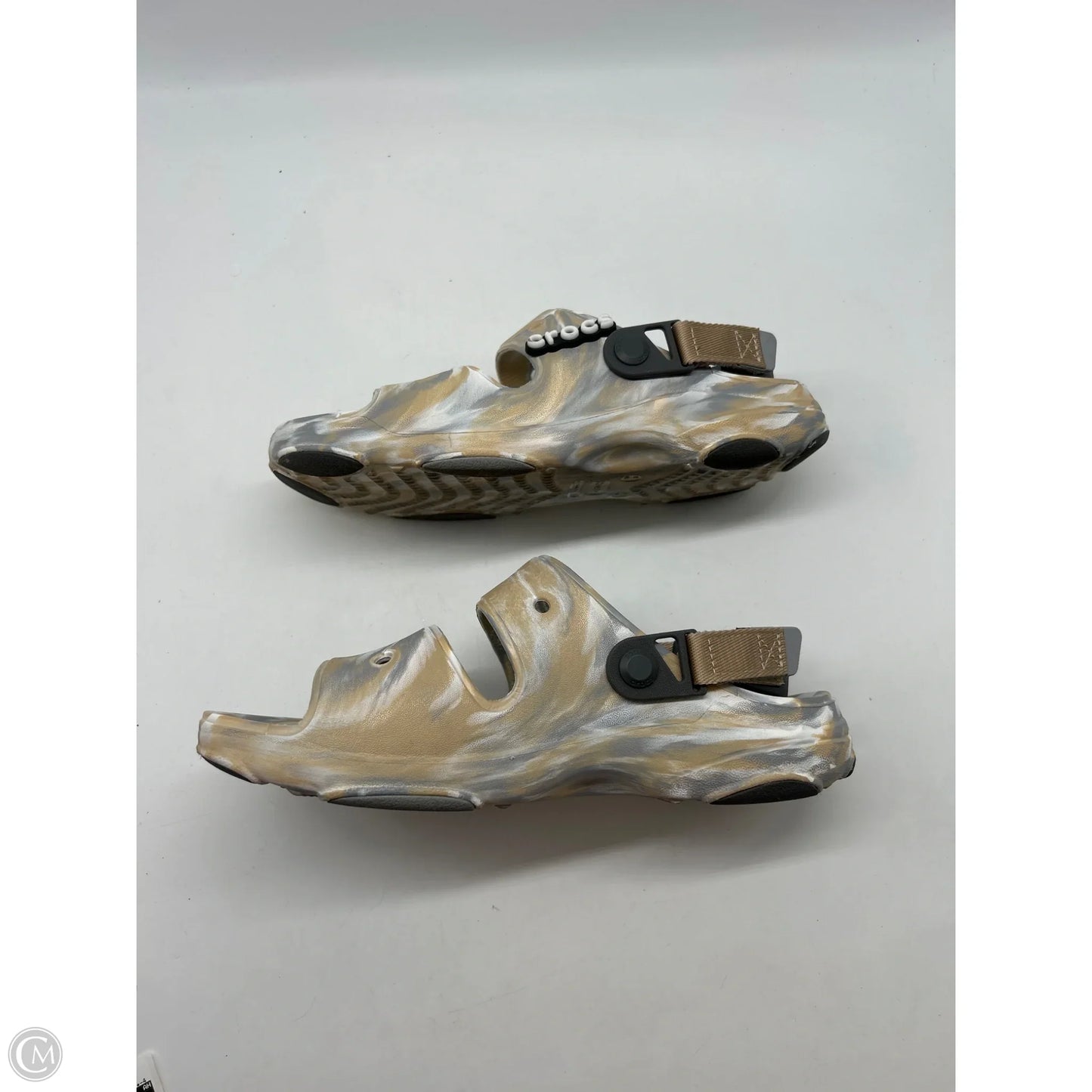 Sandals Flats By Crocs In Grey, Size: 8