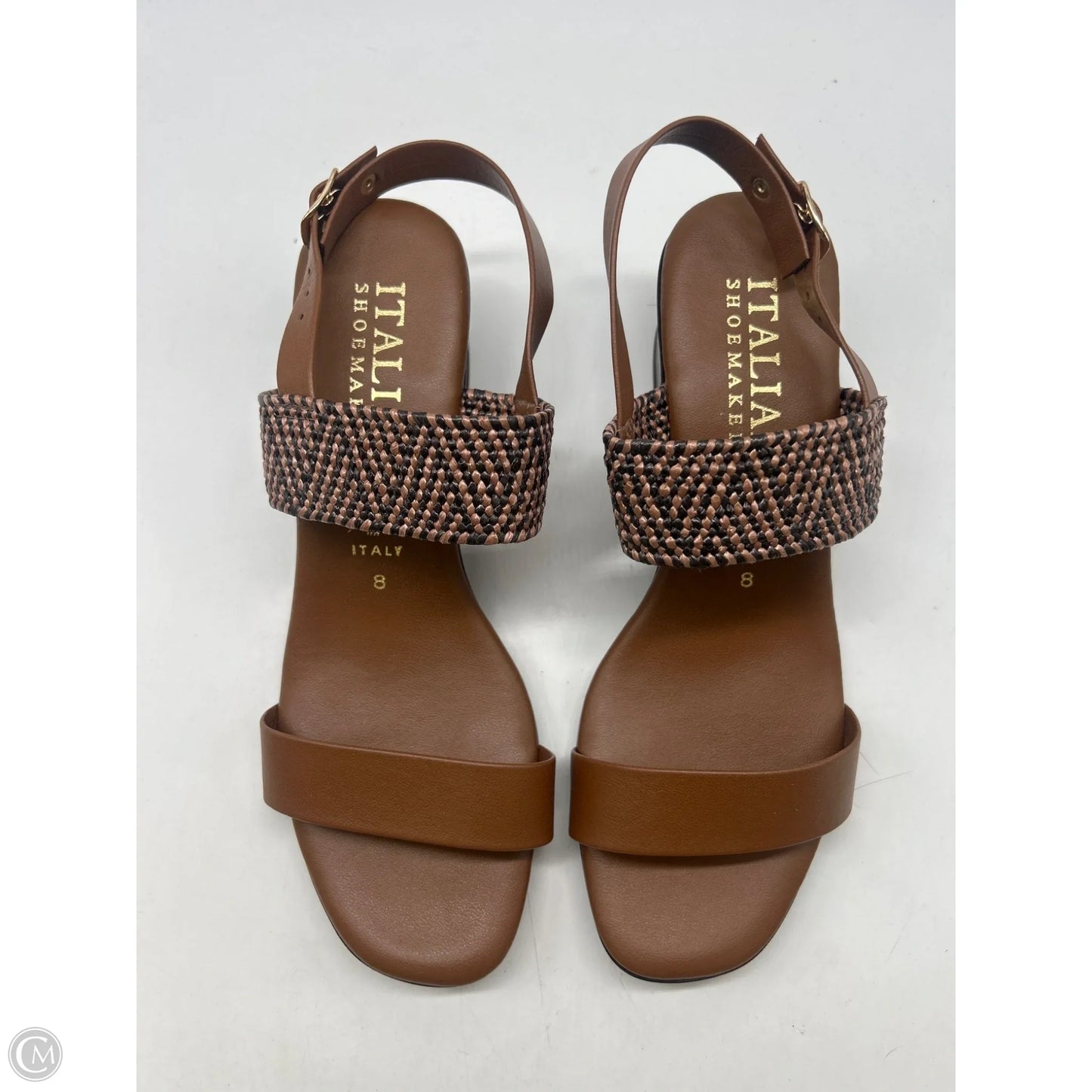 Sandals Heels Block By Italian Shoemakers In Brown, Size: 8