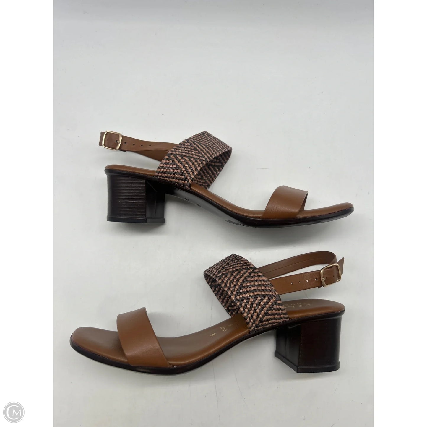 Sandals Heels Block By Italian Shoemakers In Brown, Size: 8