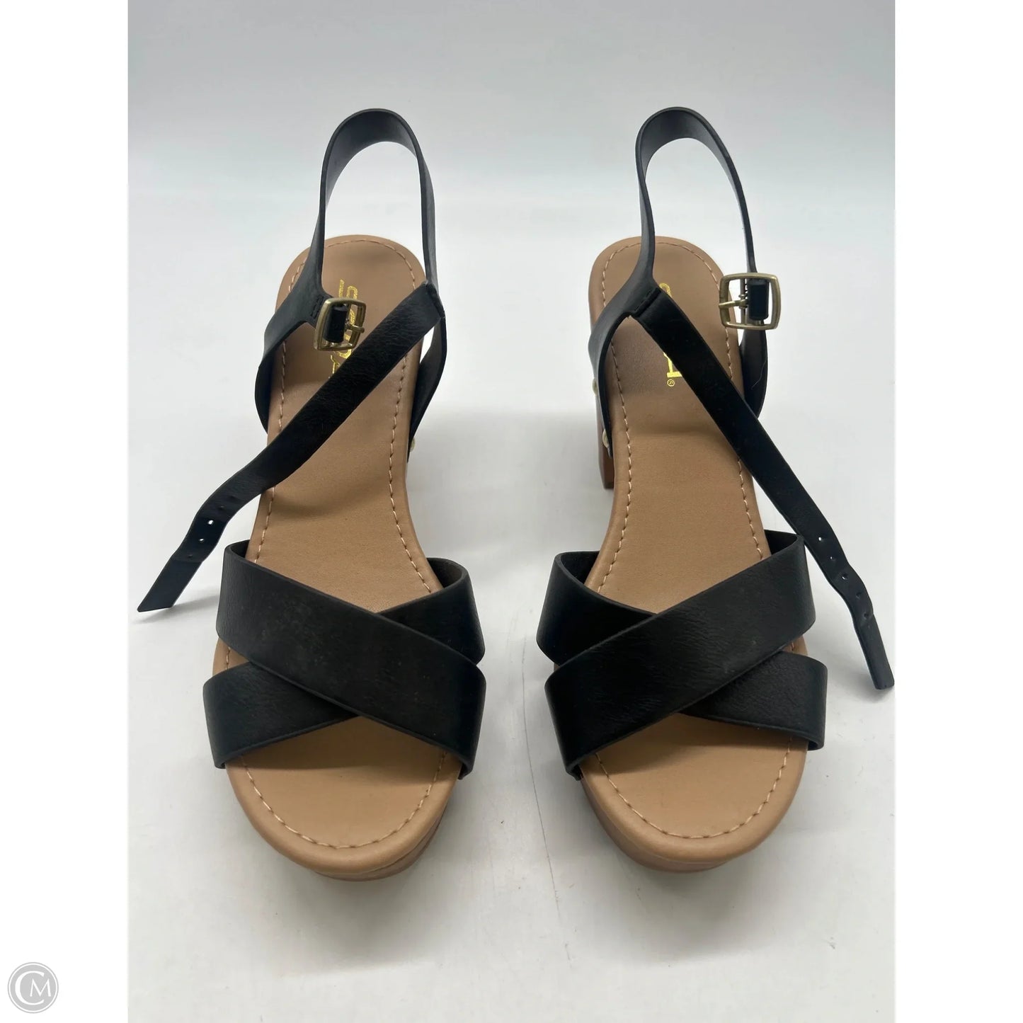 Sandals Heels Block By Soda In Black, Size: 7.5