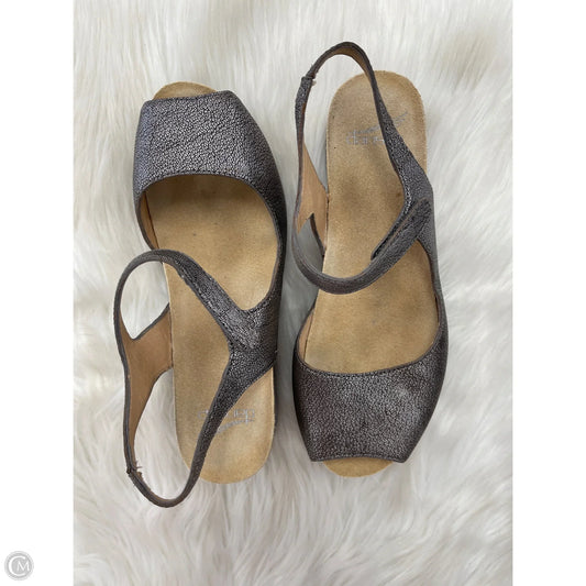 Sandals Heels Wedge By Dansko In Silver, Size: 7.5