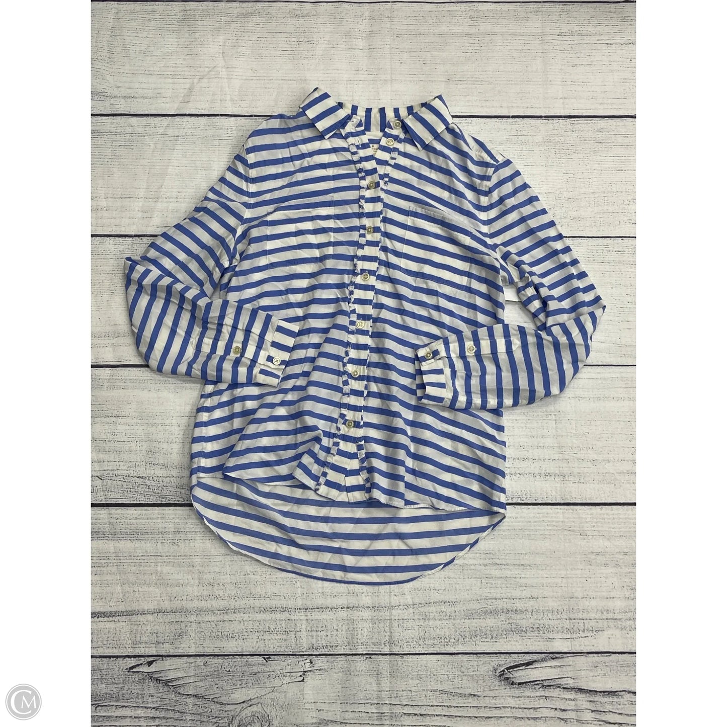 Top Long Sleeve Designer By Kate Spade In Blue, Size: M