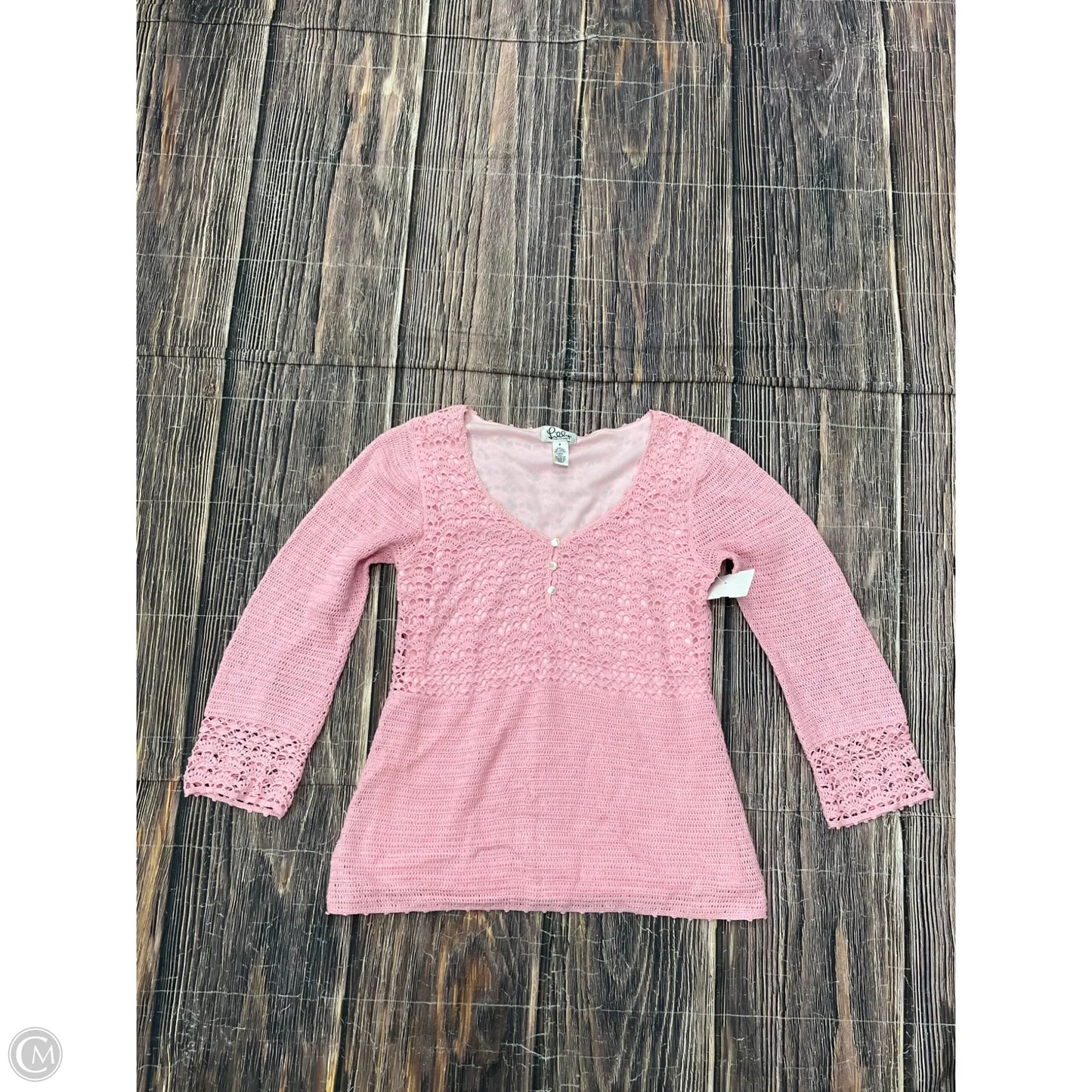 Top 3/4 Sleeve Designer By Lilly Pulitzer In Pink, Size: S