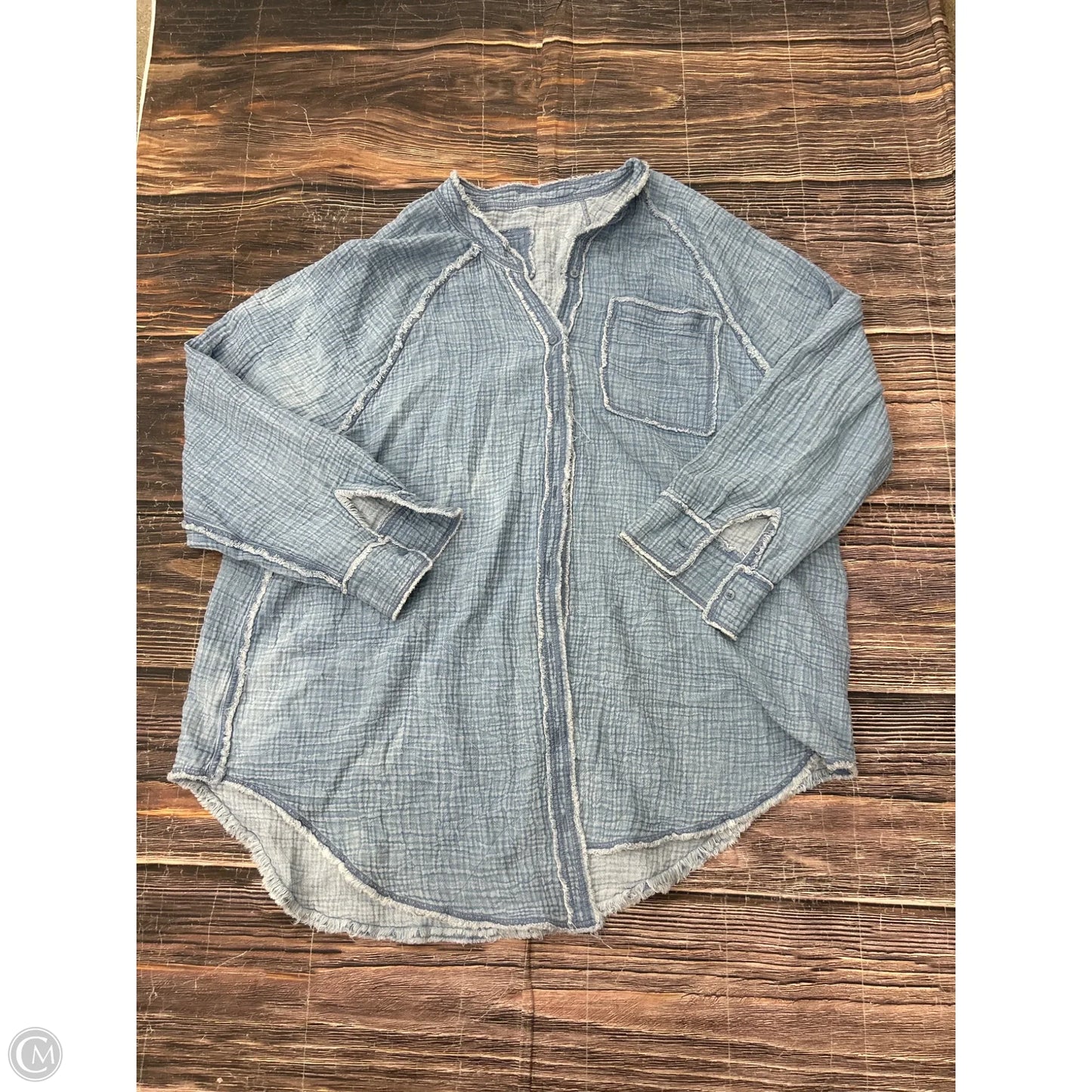 Top Long Sleeve By Aerie In Blue, Size: L