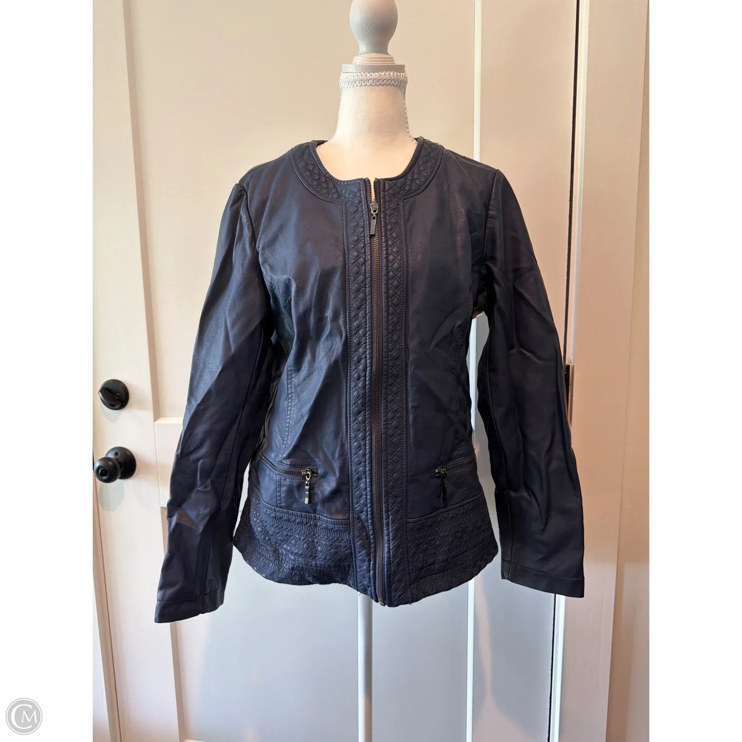 Jacket Moto By Christopher And Banks In Navy, Size: S