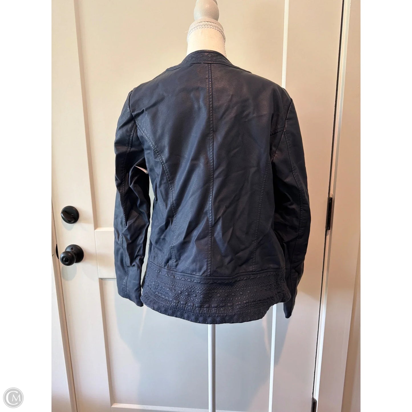 Jacket Moto By Christopher And Banks In Navy, Size: S