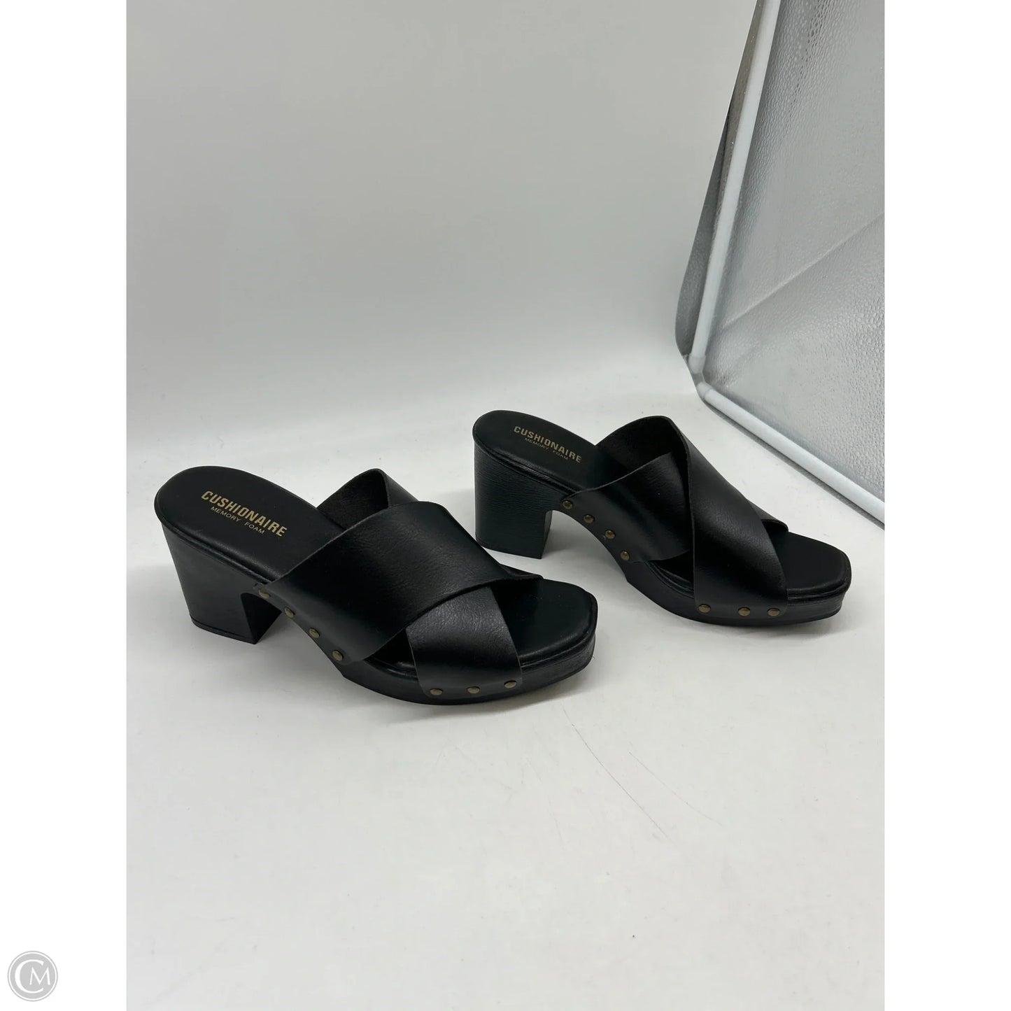 Sandals Heels Block By Cushionaire In Black, Size: 9