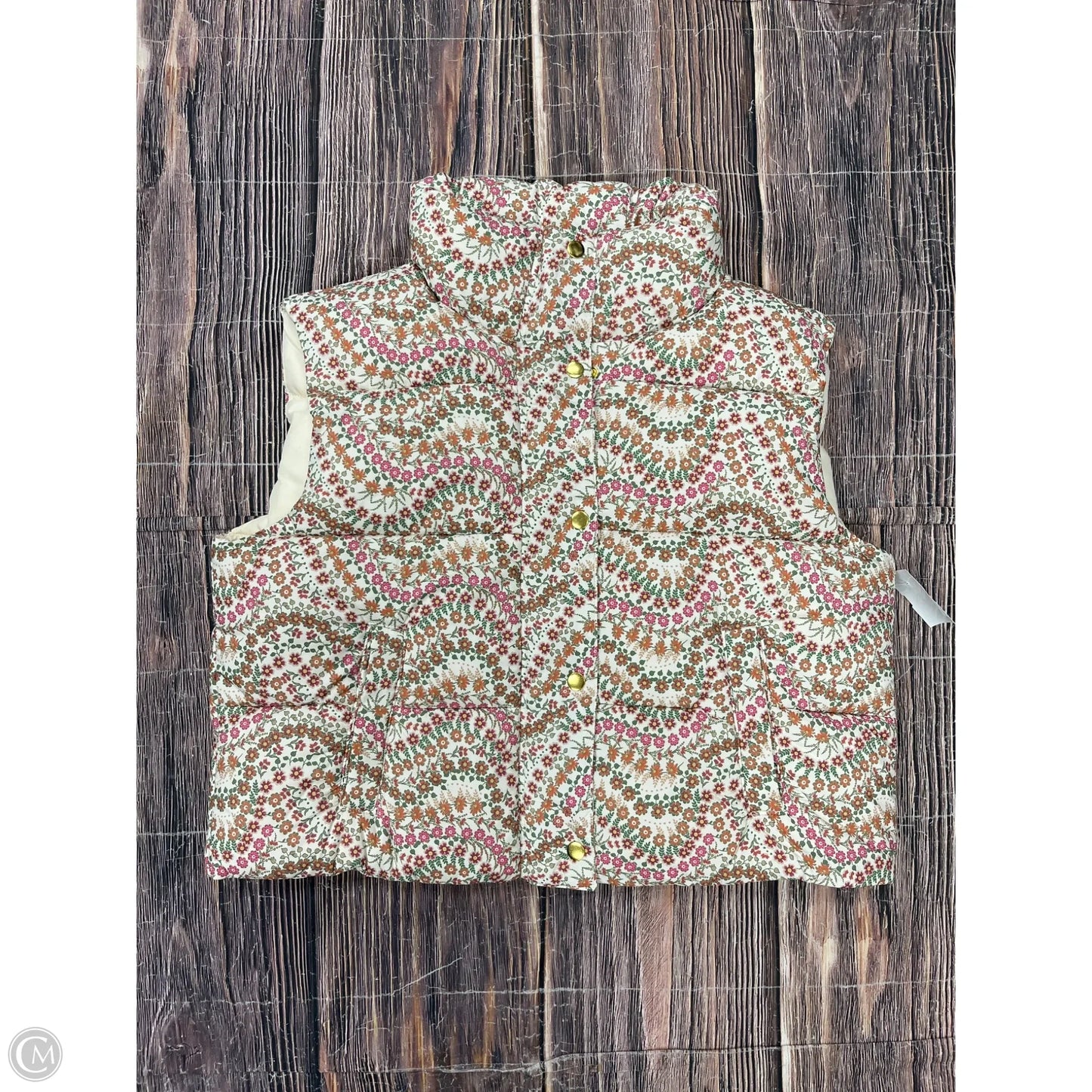 Vest Puffer & Quilted By Loft In Floral Print, Size: M