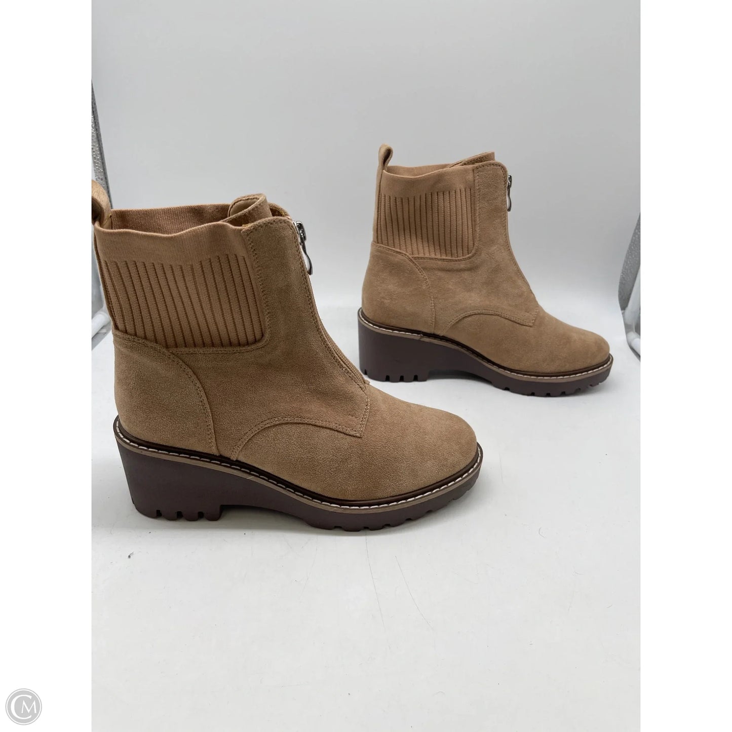 Boots Ankle Heels By Clothes Mentor In Beige, Size: 8
