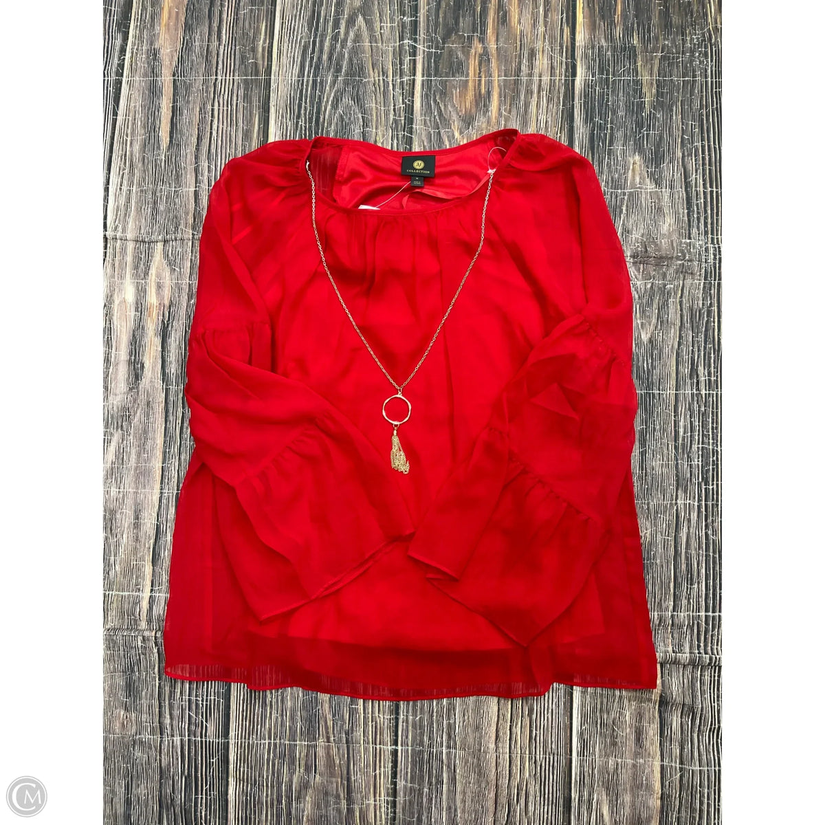 Top Long Sleeve By Jm Collections In Red, Size: M